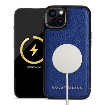 GOLDBLACK Handyhülle iPhone 13 MagSafe Leder Case Nappa blau 15,49 cm (6,10 Zoll)
