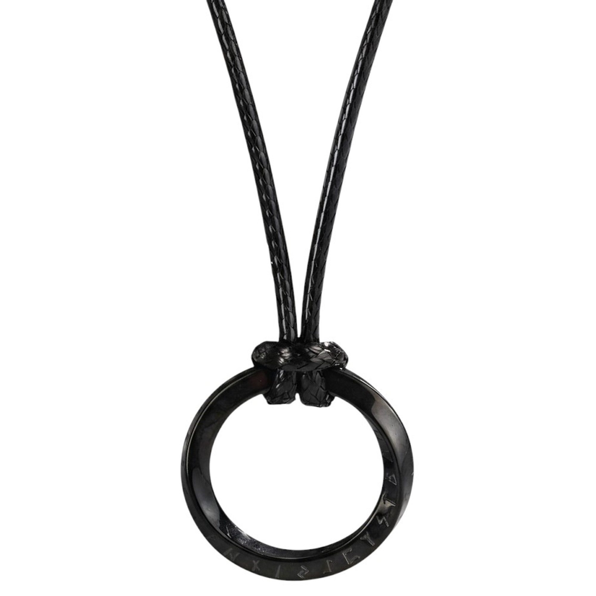 Kette mit Anhänger Halskette Herren mit Ring Schwarz Silber od. Grau