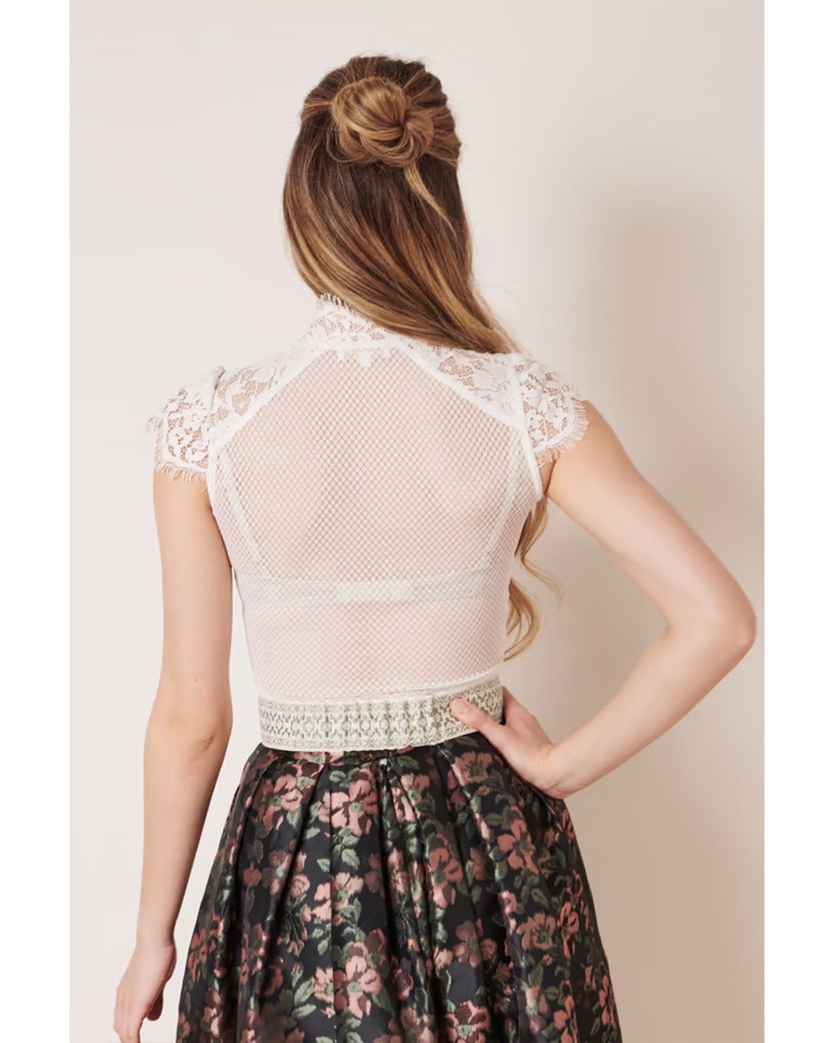 KRÜGER COLLECTION Body Trachtenshirt 'Millie' mit Spitze 282165, Ecru