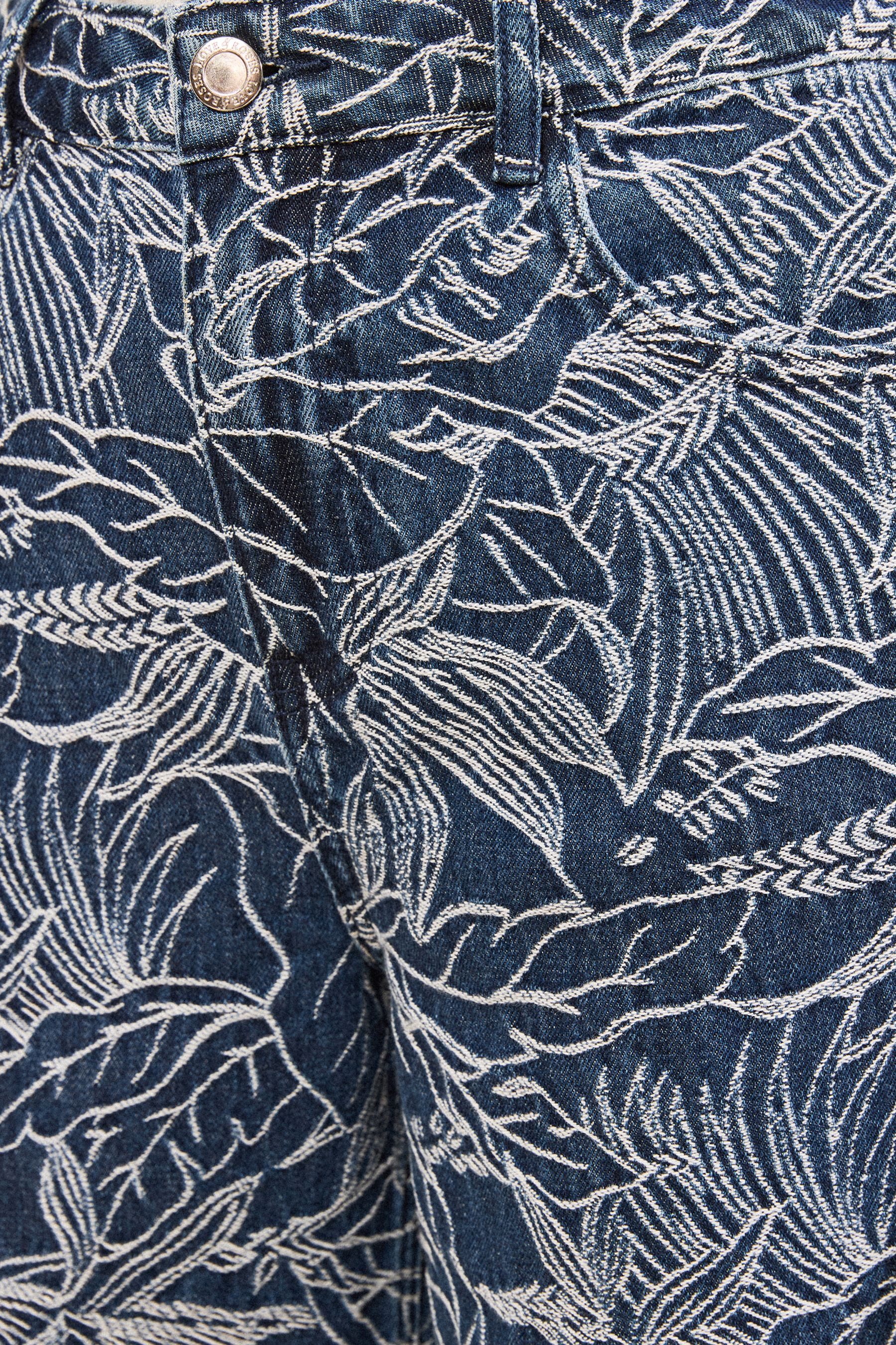 Weite Jeans Love & Roses Jeans mit weitem Bein + Jacquard