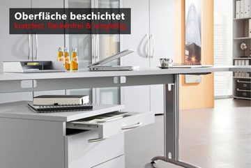 bümö Rollcontainer basic Bürocontainer - mit 3 Schubladen, Dekor: Ahorn mit Relinggriff (Kunststoff)