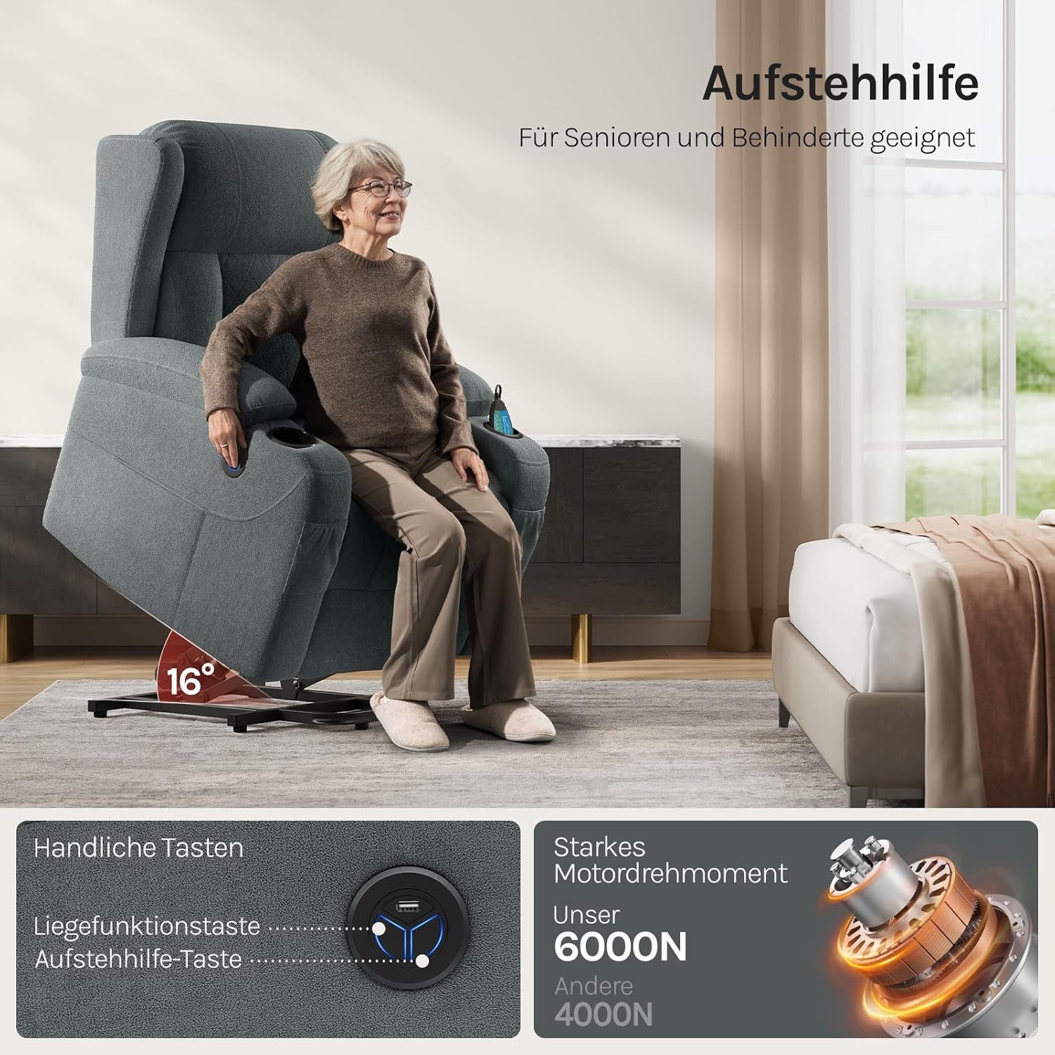 Woltu Massagesessel, elektrisch verstellbar, mit Liegefunktion Aufstehhilfe günstig online kaufen