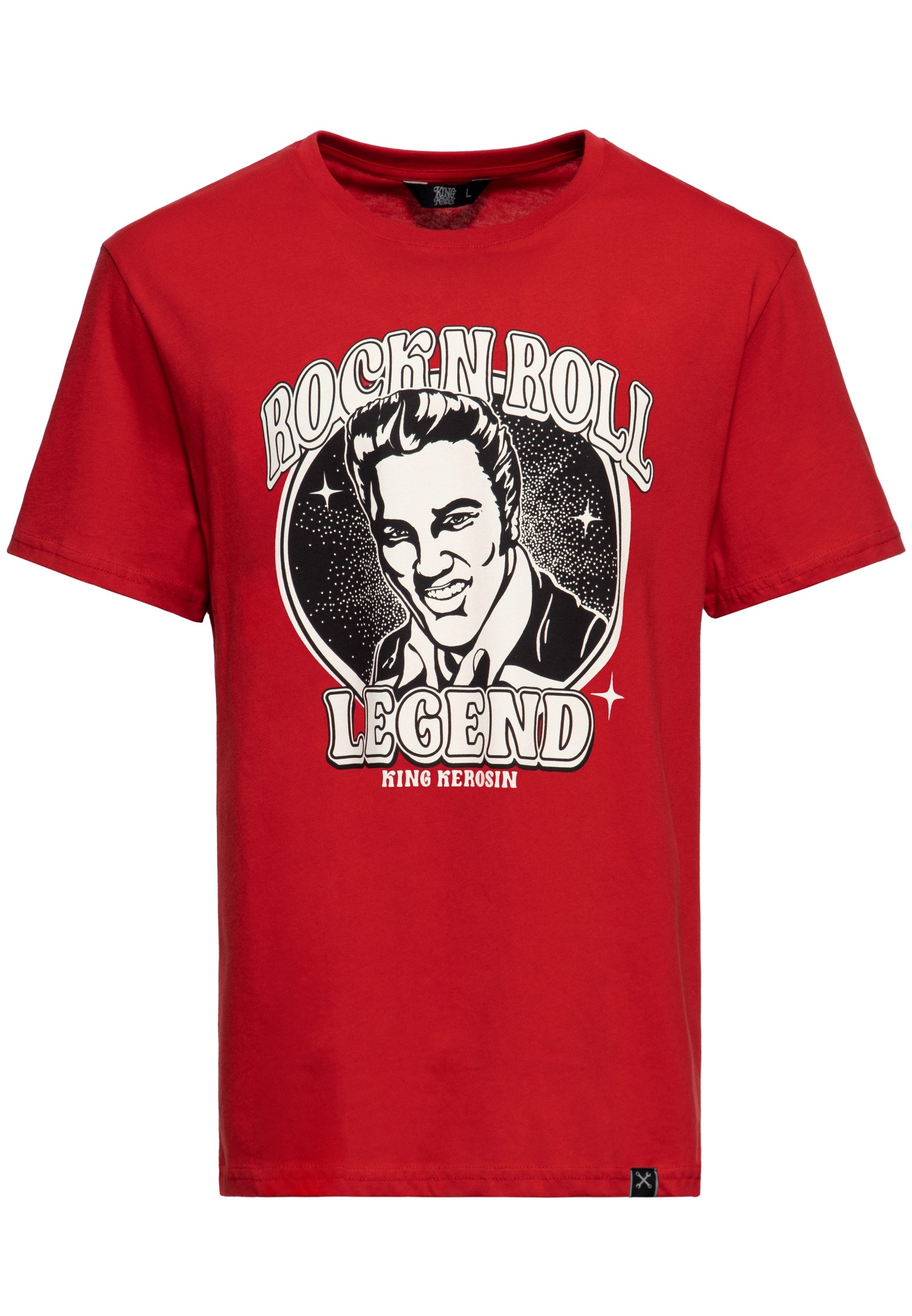 KingKerosin Print-Shirt Rock 'n' Roll Legend (1-tlg) Mit Print des King of Rock 'n' Rolls