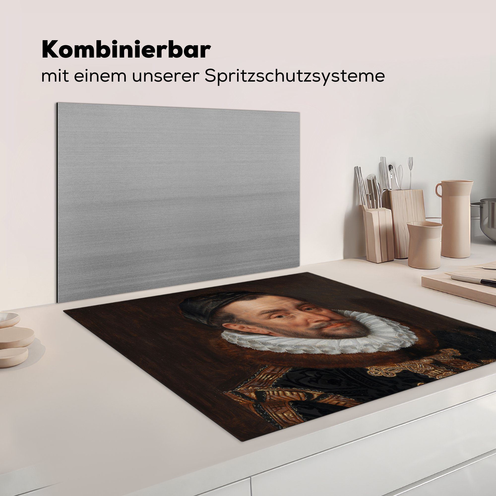 von von küche - Adriaen Arbeitsplatte Ceranfeldabdeckung, Herdblende-/Abdeckplatte cm, (1 Vinyl, MuchoWow tlg), Oranien 78x78 für Thomasz., Wilhelm Gemälde