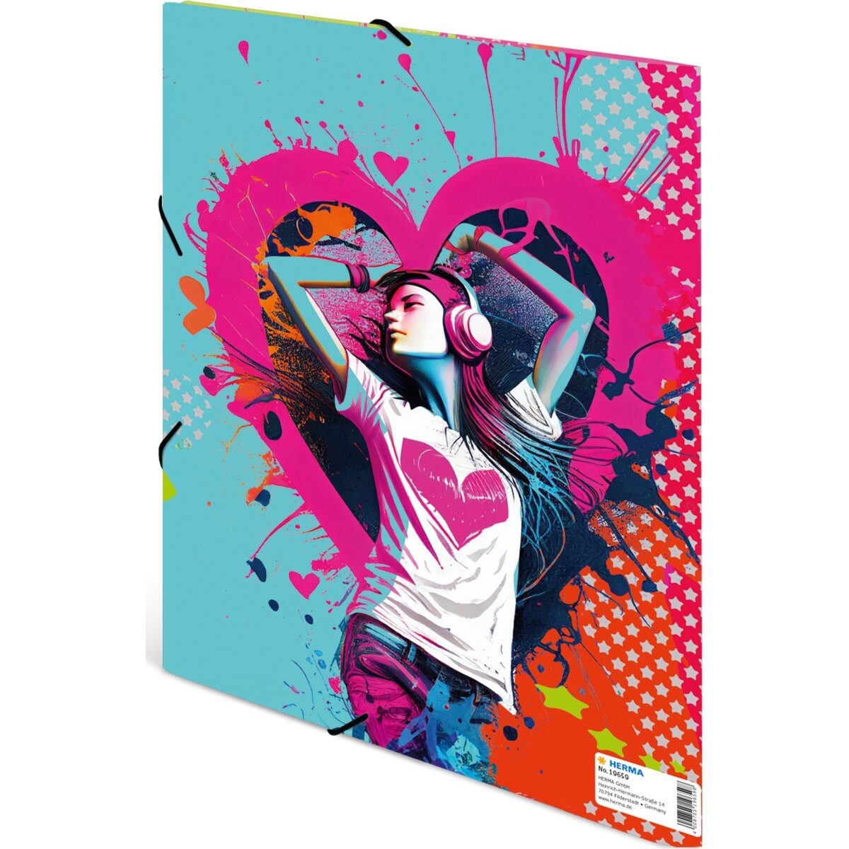 Fächermappe Sammelmappe A4 Karton Music Girl (3 Stück)