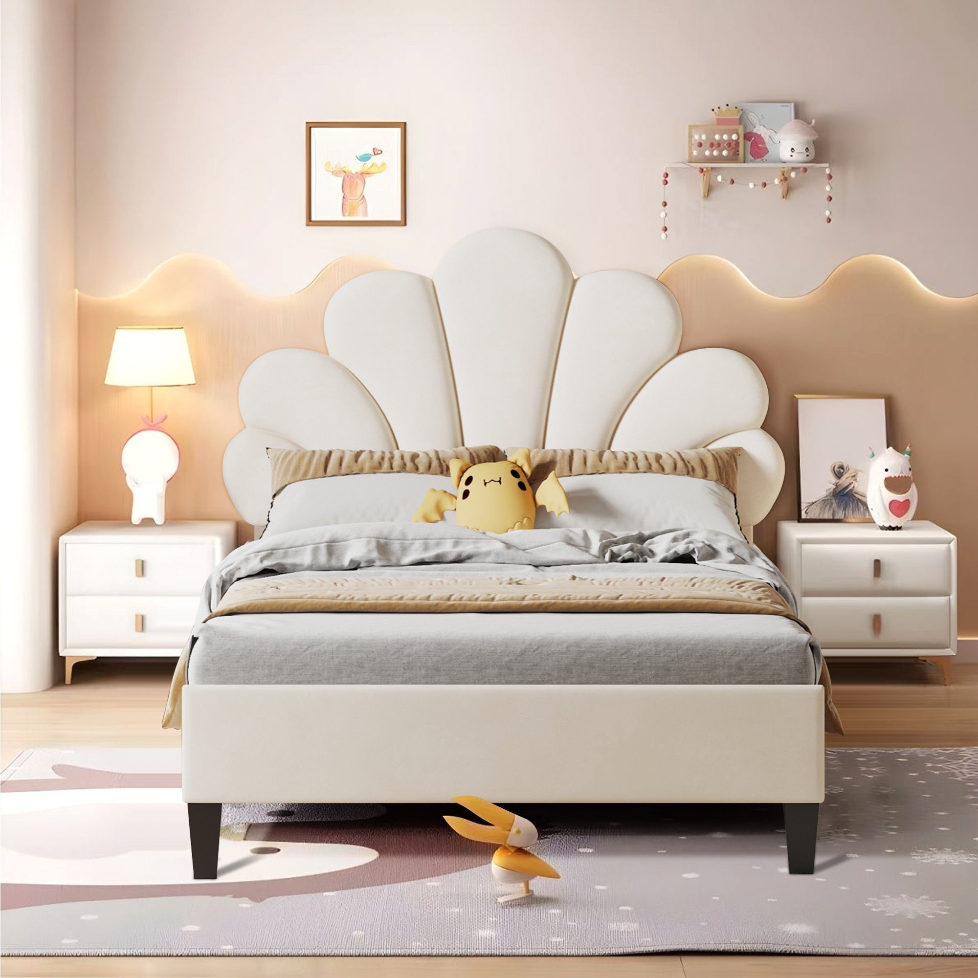 SEEZSSA Polsterbett Polsterbett Kinderbett süßes Einzelbett Mädchenbett mit günstig online kaufen