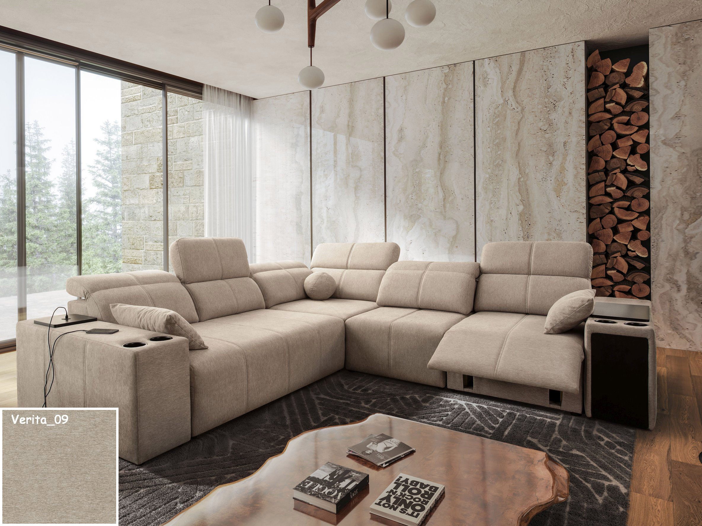 Möbel für Dich Ecksofa MINDY 3 Relax mit ausfahrbarer Fußstütze, mit Sitztiefenverstellung, USB, Minibar, Schlaffunktion, Bettkasten