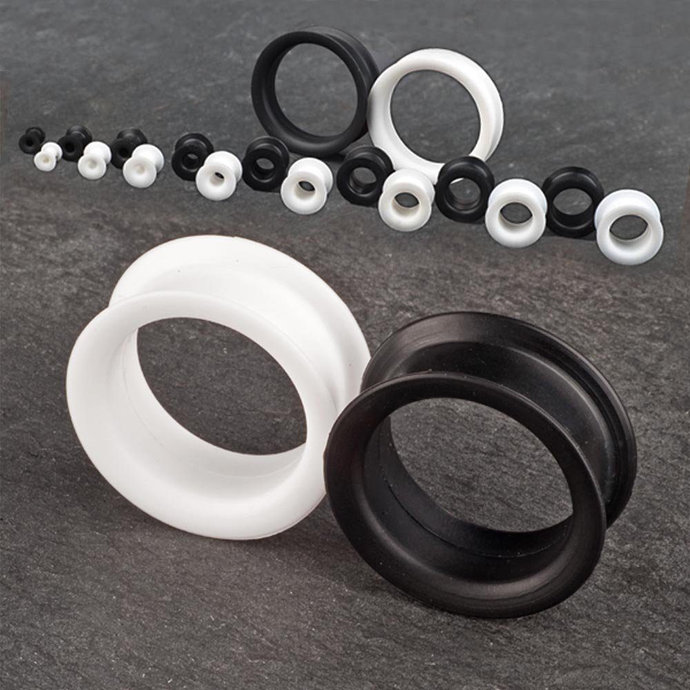 viva-adorno Plug 1 Stück Tube Flesh Tunnel Silikon Ohr Piercing XXL, flexibel groß Größe 4 bis 44mm