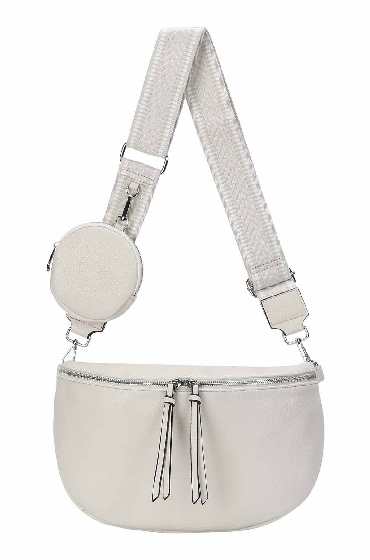 ITALYSHOP24 Schultertasche Damen Brusttasche Umhängetasche CrossBody Lederoptik Bag + Muster Gurt, Messenger Hüfttasche Bodybag Gürteltasche Bauchtasche / leicht Gewicht