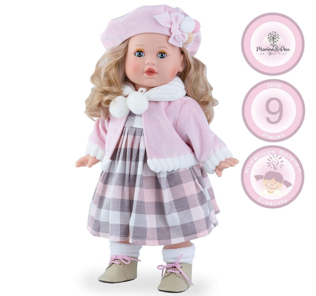 Marina & Pau Anziehpuppe Annabell 42cm mit langen Haaren und Schlafaugen