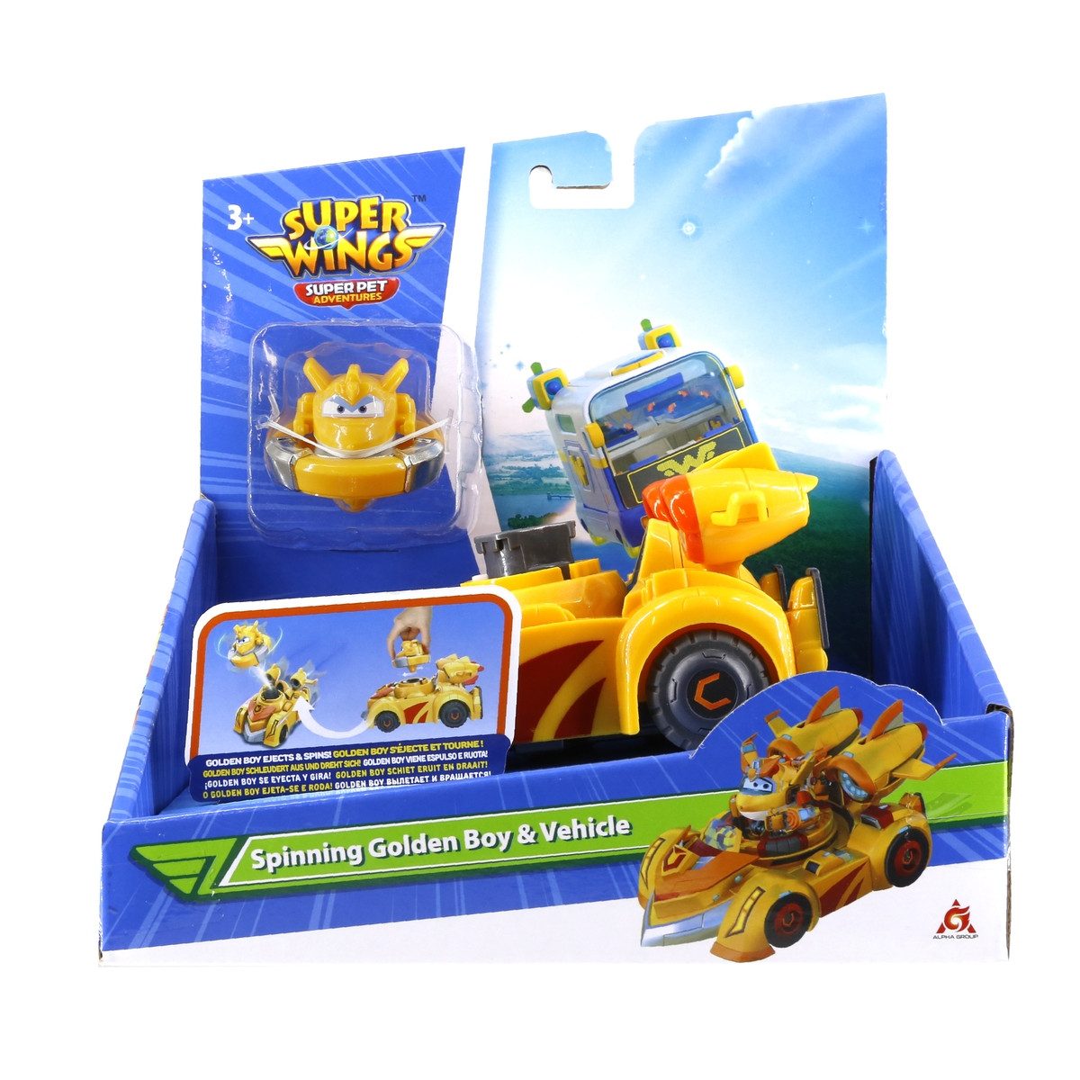 Waiky Spielzeug-Flugzeug Super Wings Spinning Golden Boy & Vehicle