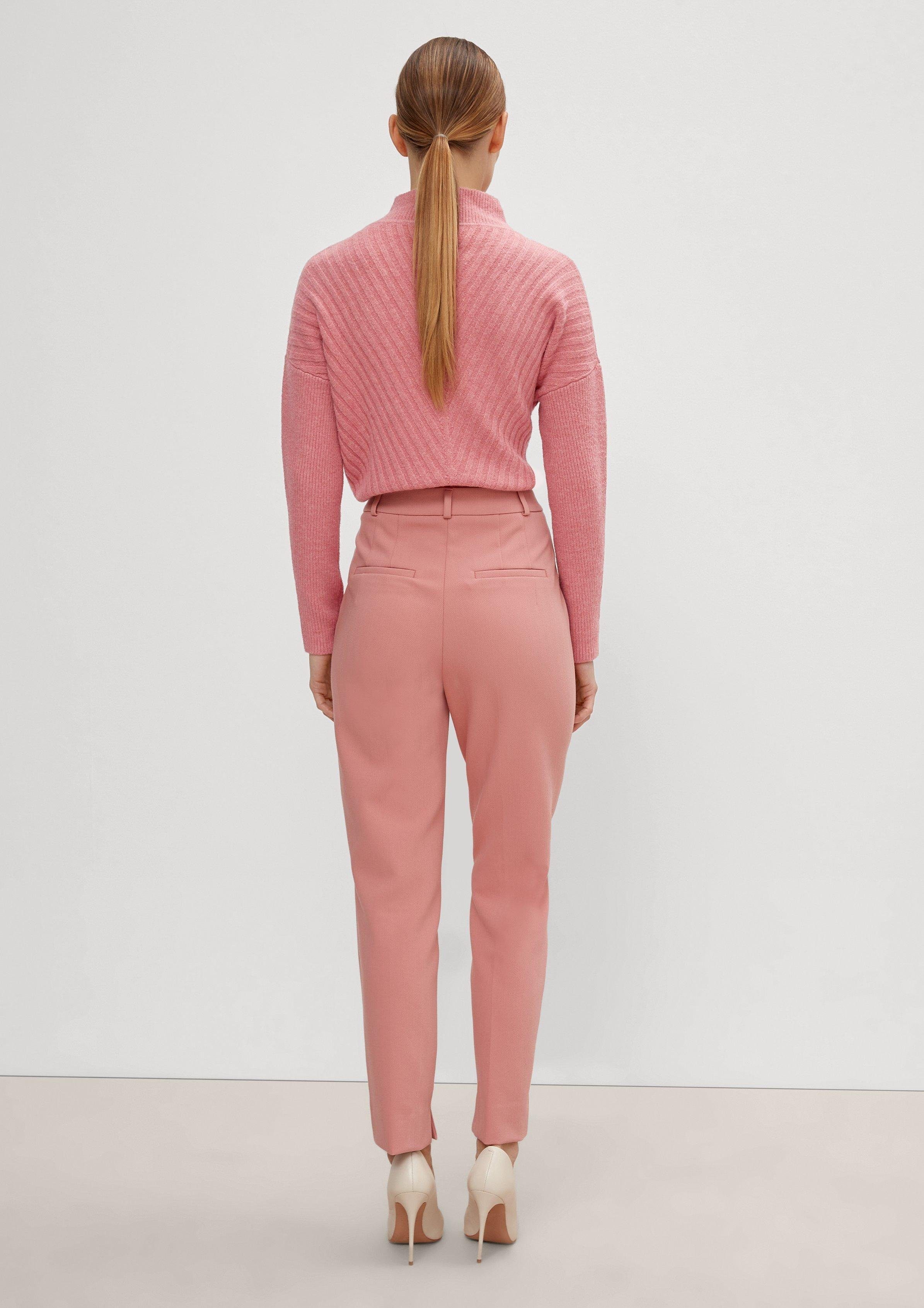 Langarmshirt Wolle aus Comma Strickpullover Baumwollmix rosa mit