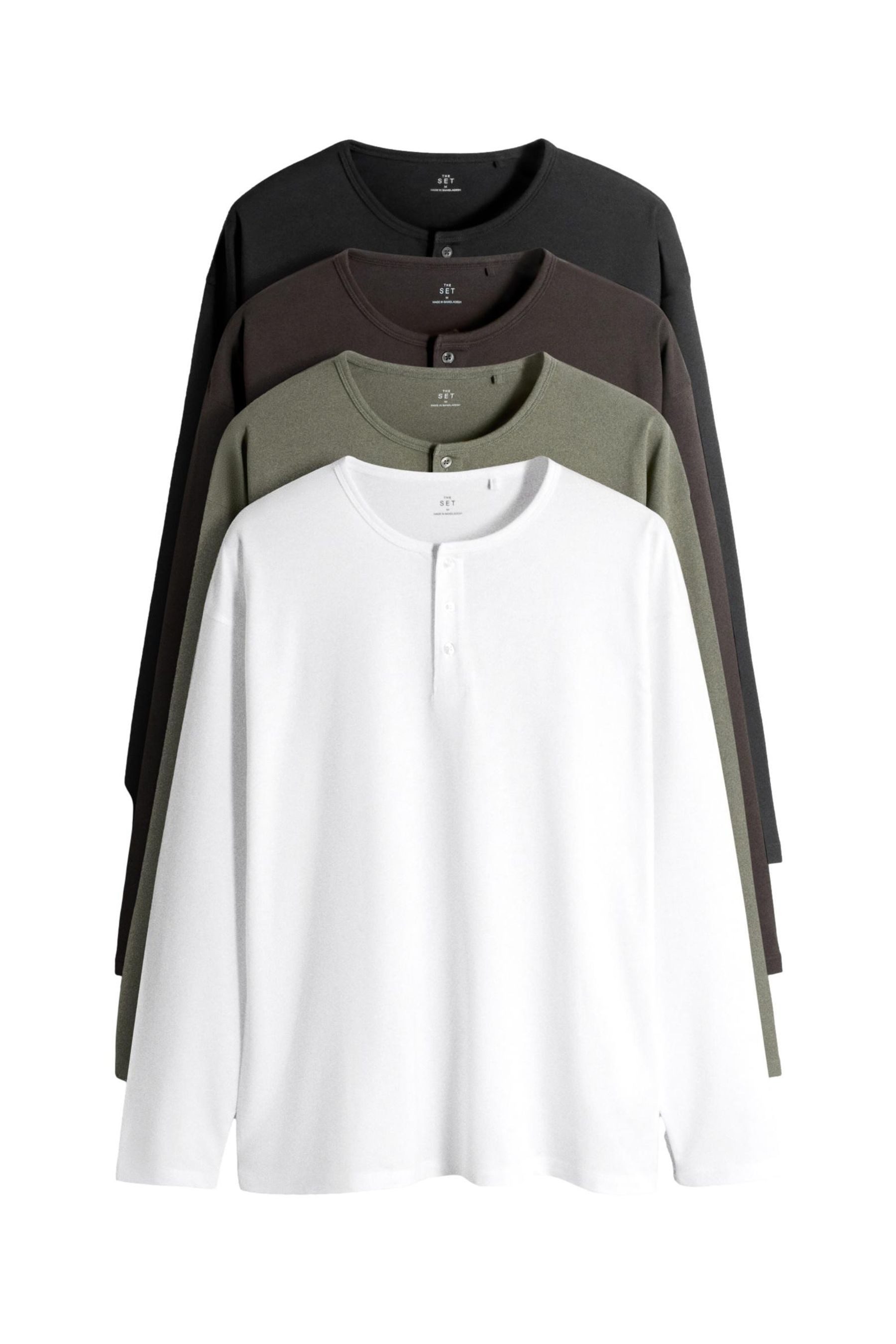 The Set Langarmshirt The Set Langärmelige Henley-T-Shirts, 4er-Pack (4-tlg) günstig online kaufen
