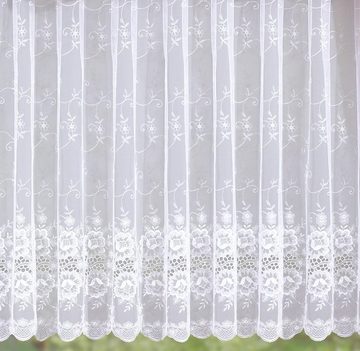 Gardine Bianca, Stickereien Plauen, Kräuselband (1 St), transparent, veredelt mit echter Plauener Spitze Stickerei