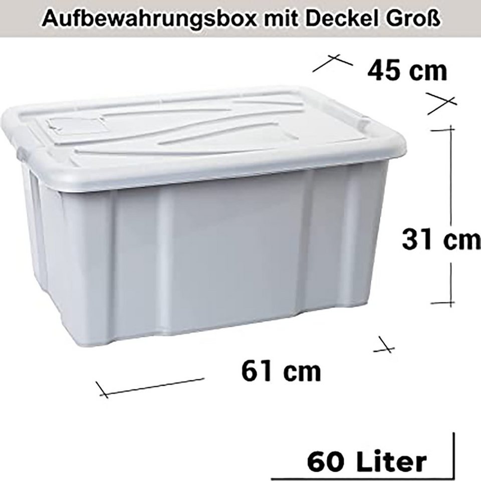 Centi Stapelbox 2 Stk. Aufbewahrungsbox mit Deckel 60L