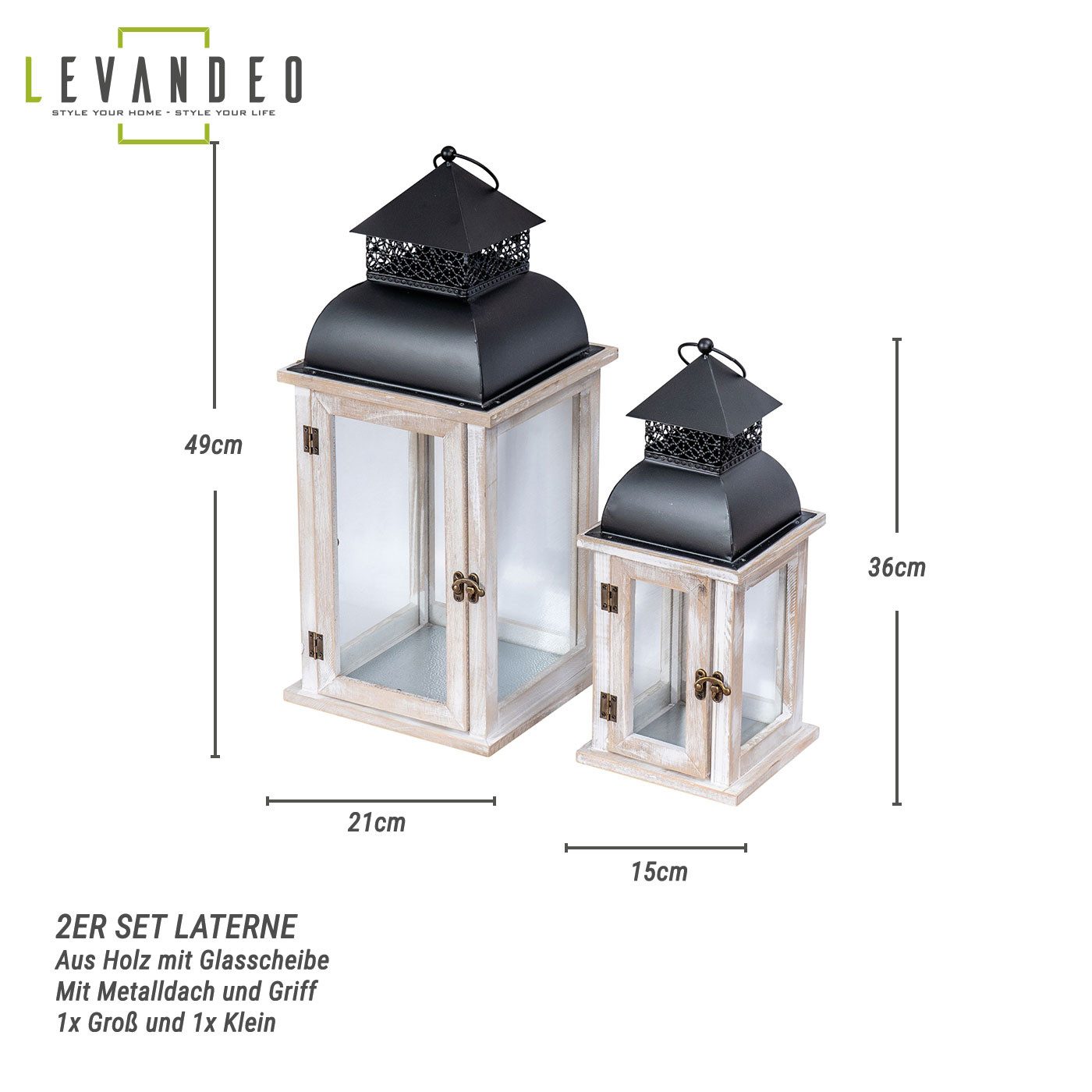 Levandeo® Kerzenlaterne, 2er Set Laterne Weiß günstig online kaufen