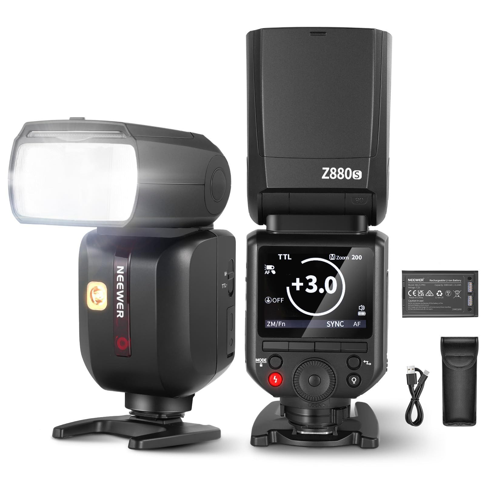Neewer Z880-S 2,4G 76W TTL Kamera Blitz Speedlite Flash für Sony, 1/8000s HSS Blitzgerät, (3000mAh, TTL/M Schnellschalter TCM Taste, 600 Volle Leistung Blitze)