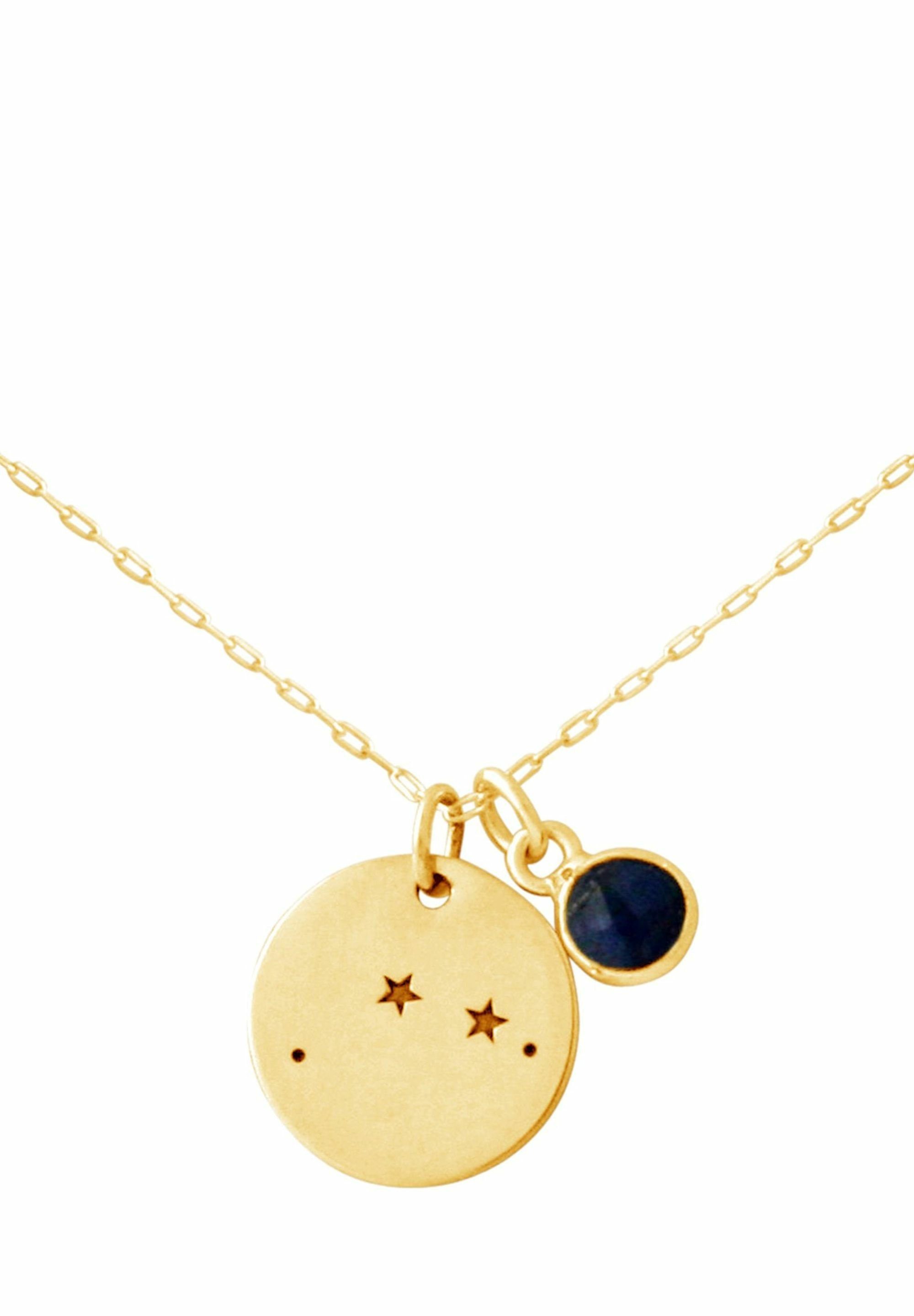 coloured Saphir mit Sternzeichen Gemshine Kette gold Anhänger Widder