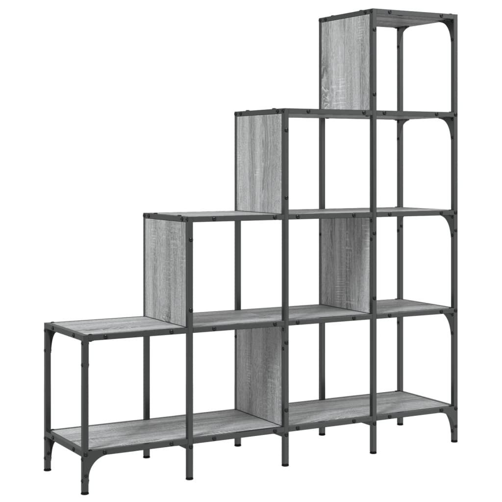 vidaXL Bücherregal Bücherregal Grau Sonoma 122x30x132 cm Holzwerkstoff und Metall, 1-tlg.