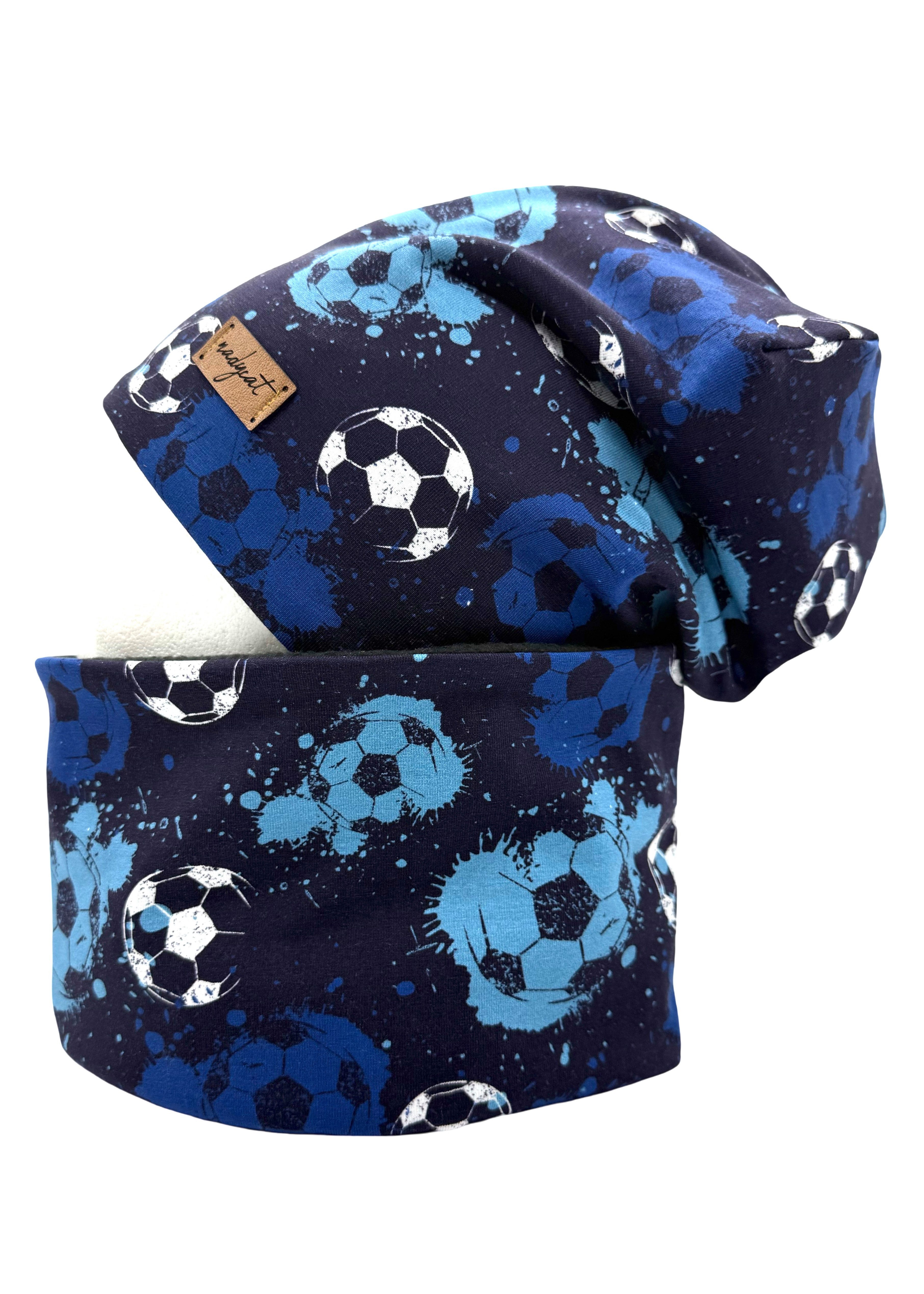nadycat Beanie SOCCER blue (2-St., Beanie mit passendem Loop) handgefertigt günstig online kaufen