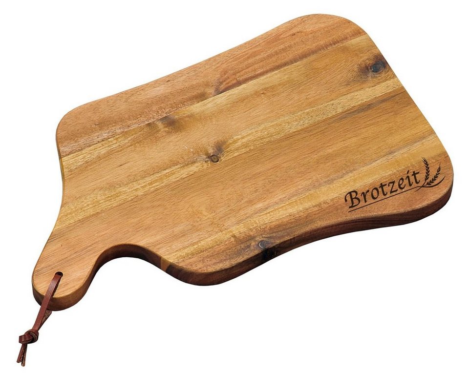 KESPER for kitchen & home Schneidebrett Brotzeit, Akazienholz, Gr. 35 x 22  cm, das Produkt besteht aus FSC-zertifiziertem Akazienholz mit Einbrand