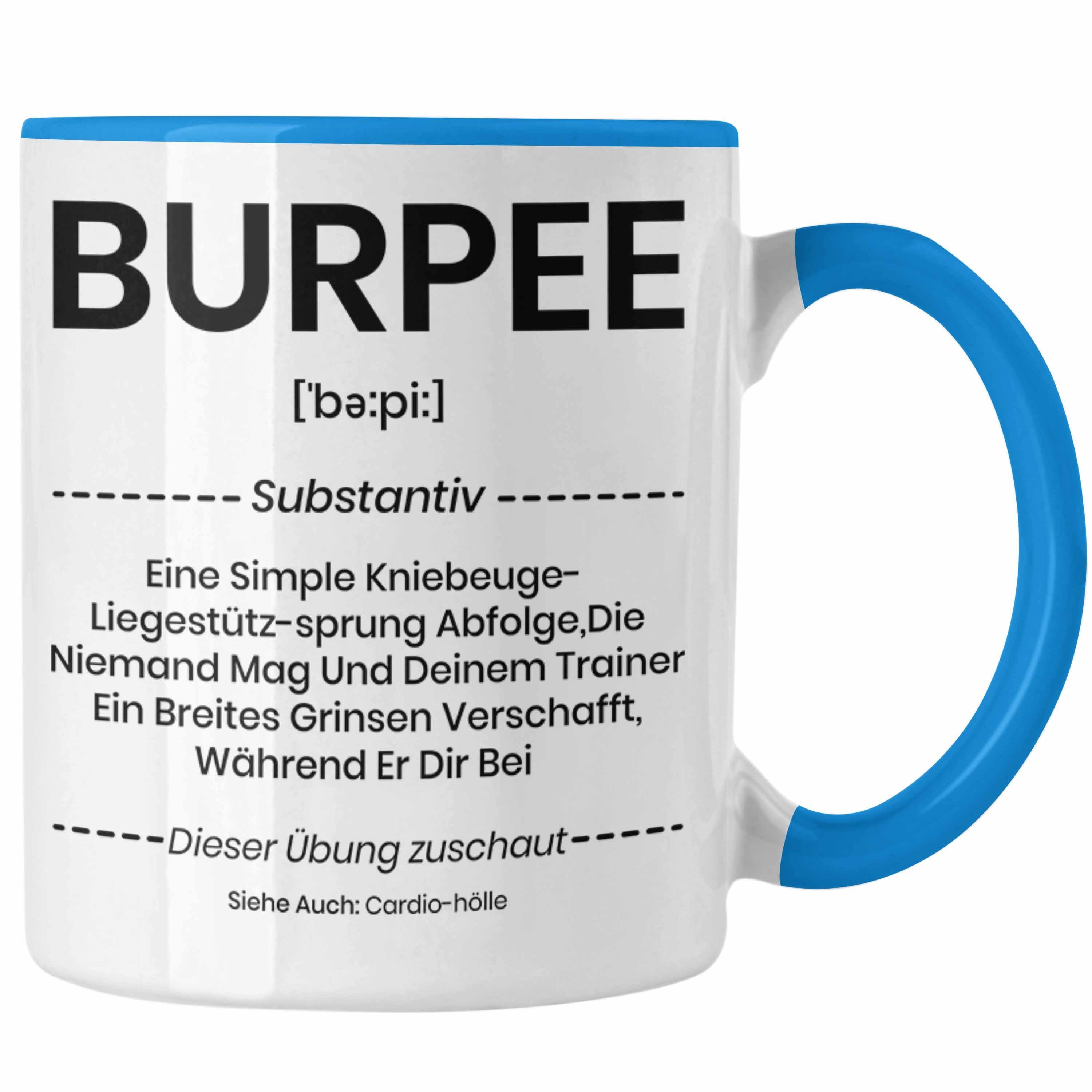 Fitness Burpee Tasse S Definition Trendation Coach Privattrainer Cardio Blau Tasse Geschenk
