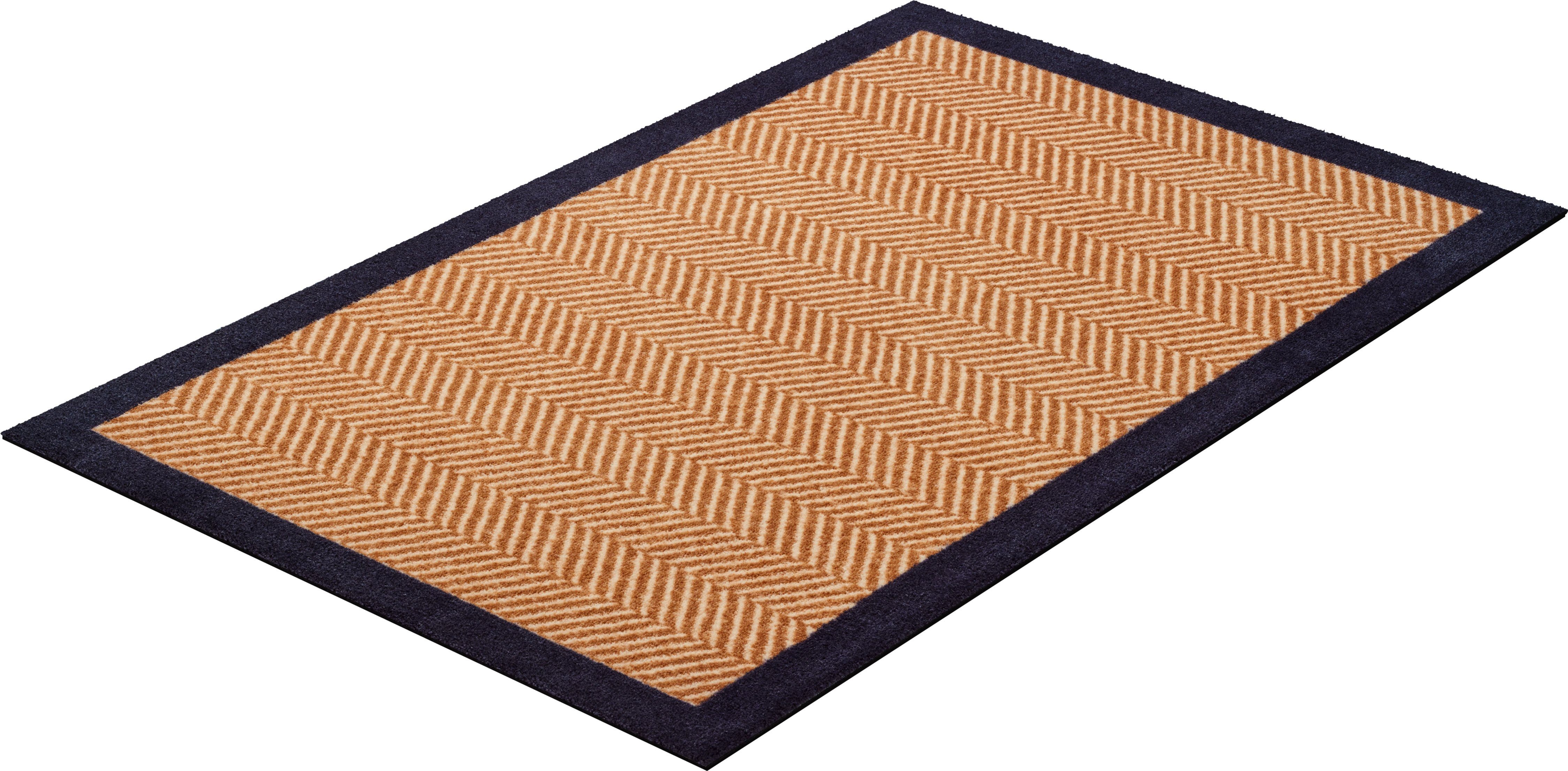 Teppich Herringbone, Grund, rechteckig, Höhe: 8 mm, In- und Outdoor geeignet, mit Bordüre beige