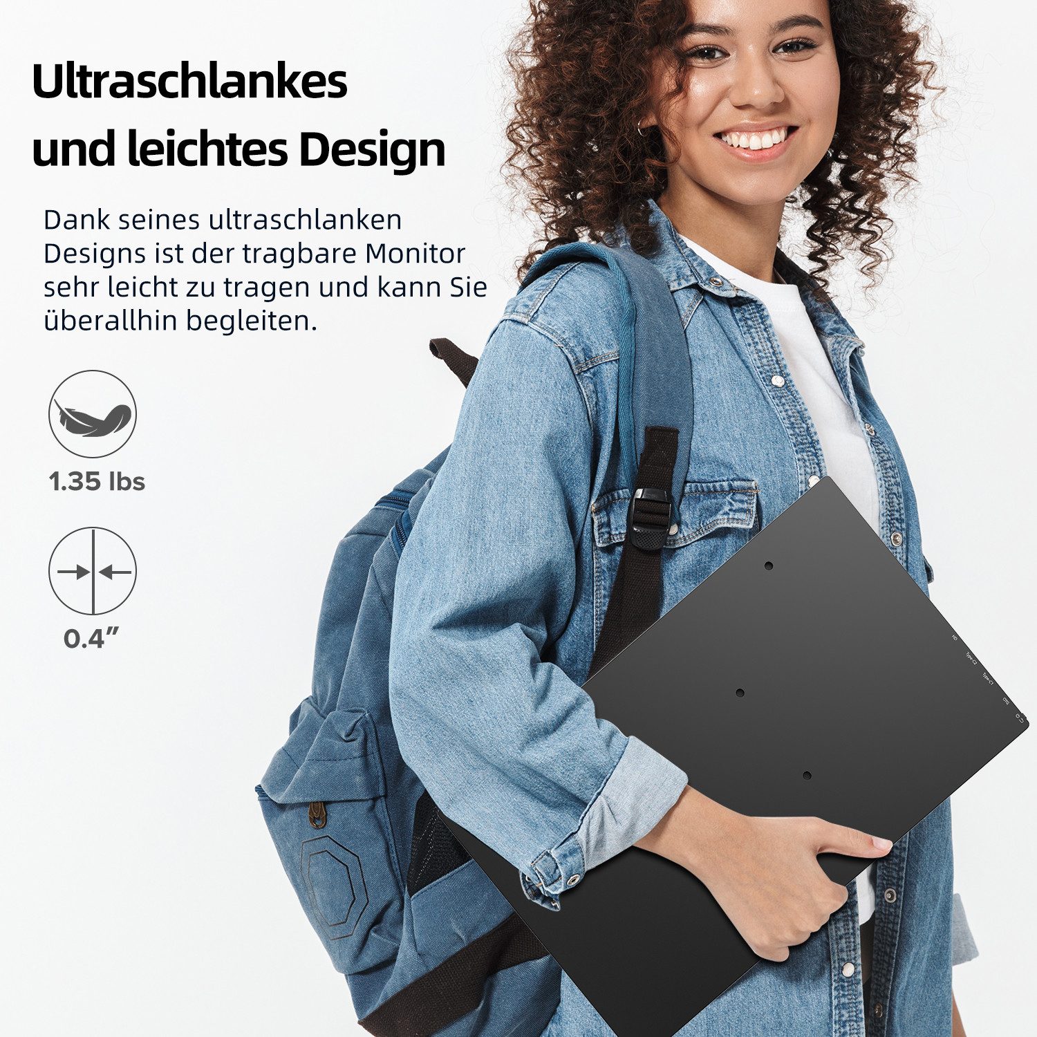 UPERFECT 144Hz Tragbarer Monitor 16,1 Zoll, FHD Gaming Monitor, Mini HDMI/USB-C Portabler Monitor (40,80 cm/16.1 ", 1920 x 1080 px, Full HD, 15 ms Reaktionszeit, 144 Hz, IPS, Externer Bildschirm für Laptop/Mac/Handy/PS4/PS5/Switch)