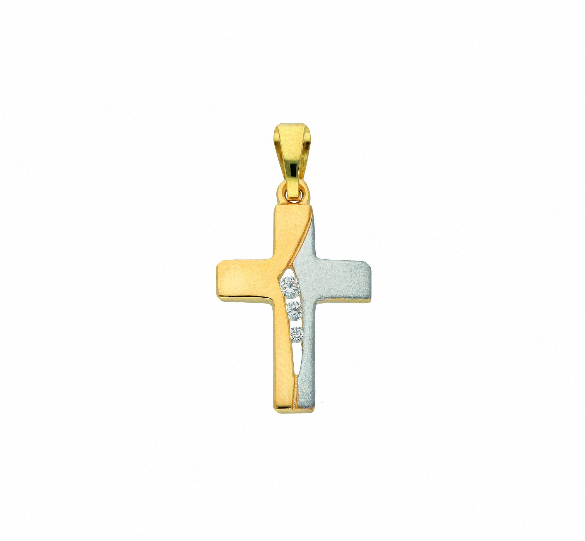 Gold Kette Zirkonia, mit Set Schmuckset Halskette Anhänger Kreuz Adelia´s mit - 585 Anhänger ohne
