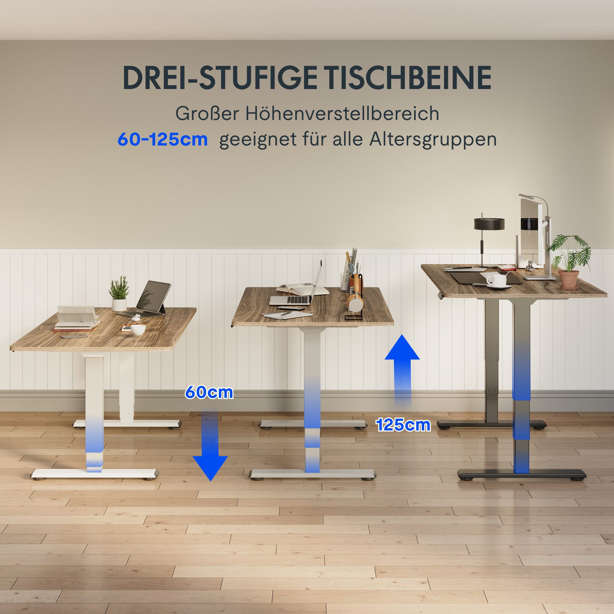 FLEXISPOT Schreibtisch Elektrisch Höhenverstellbarer Schreibtisch EC5 LITE mit Dualmotor (25MM einteiliger Tischplatte & 3-fach Teleskop, 4 Speicherhöhen & Anti – Bild 4 von 5