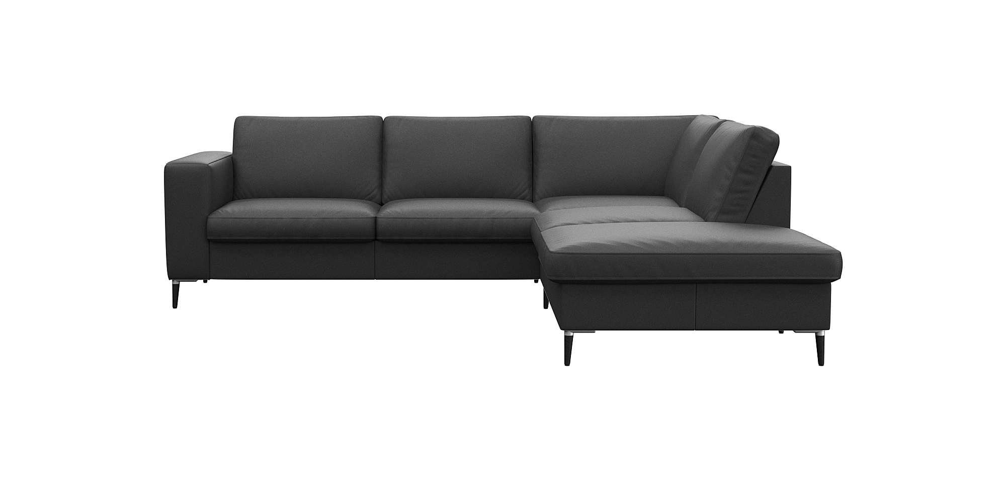 FLEXLUX Ecksofa Fiore, bequem und komfortabel, zeitlos, L-Form, breite Armlehnen, Füße Alu/schwarz, B/T 241/225 cm, Kaltschaum im Sitz