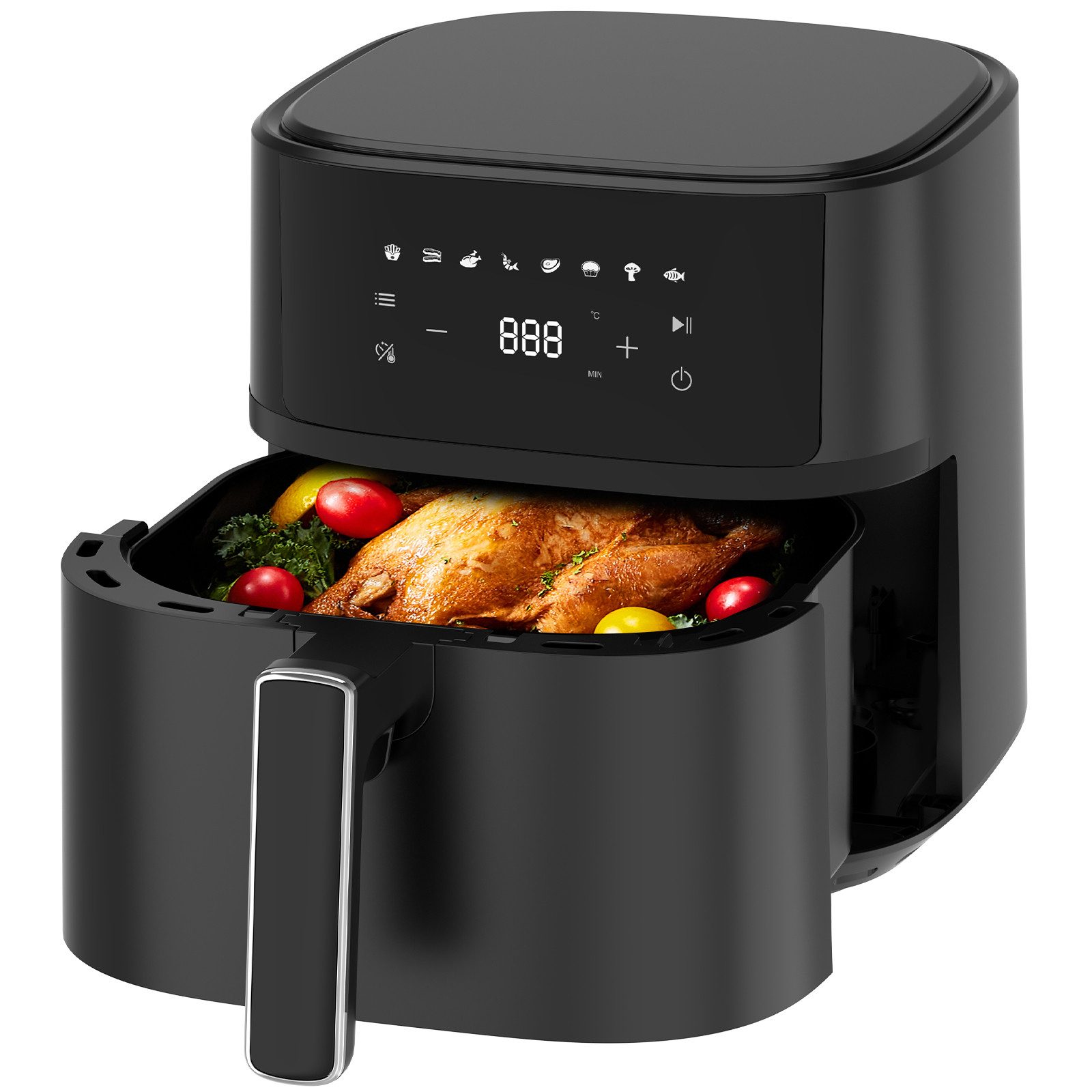 AIMAX Heißluftfritteuse XL, Airfryer mit Metall-Innenraum, 8 Programme, 1700 W, 6.5L, Touchscreen & Rezeptbuch, fettarmes und knuspriges Garen