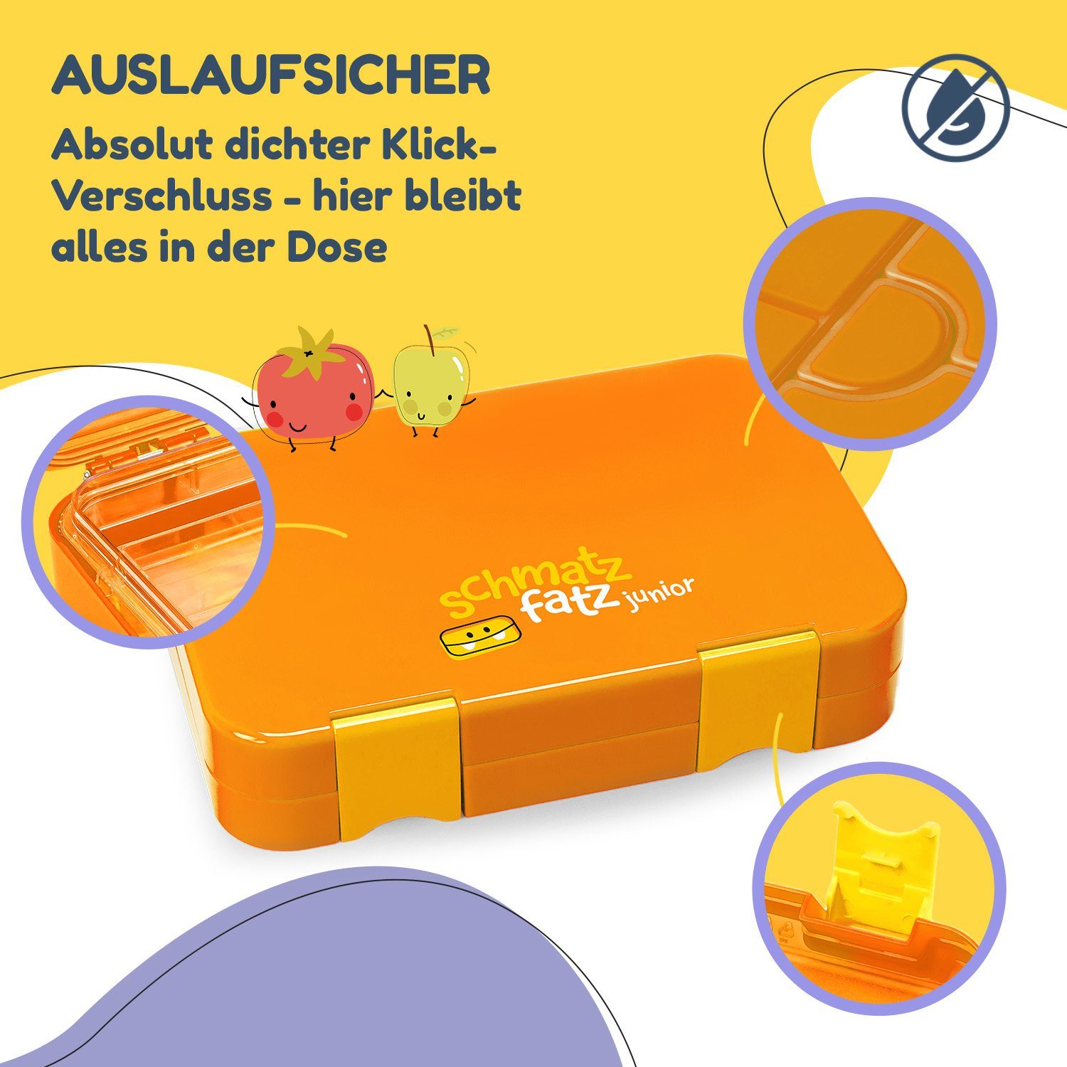 schmatzfatz Lunchbox, Frischhaltedose Klarstein junior Orange Kunststoff, (Packung)