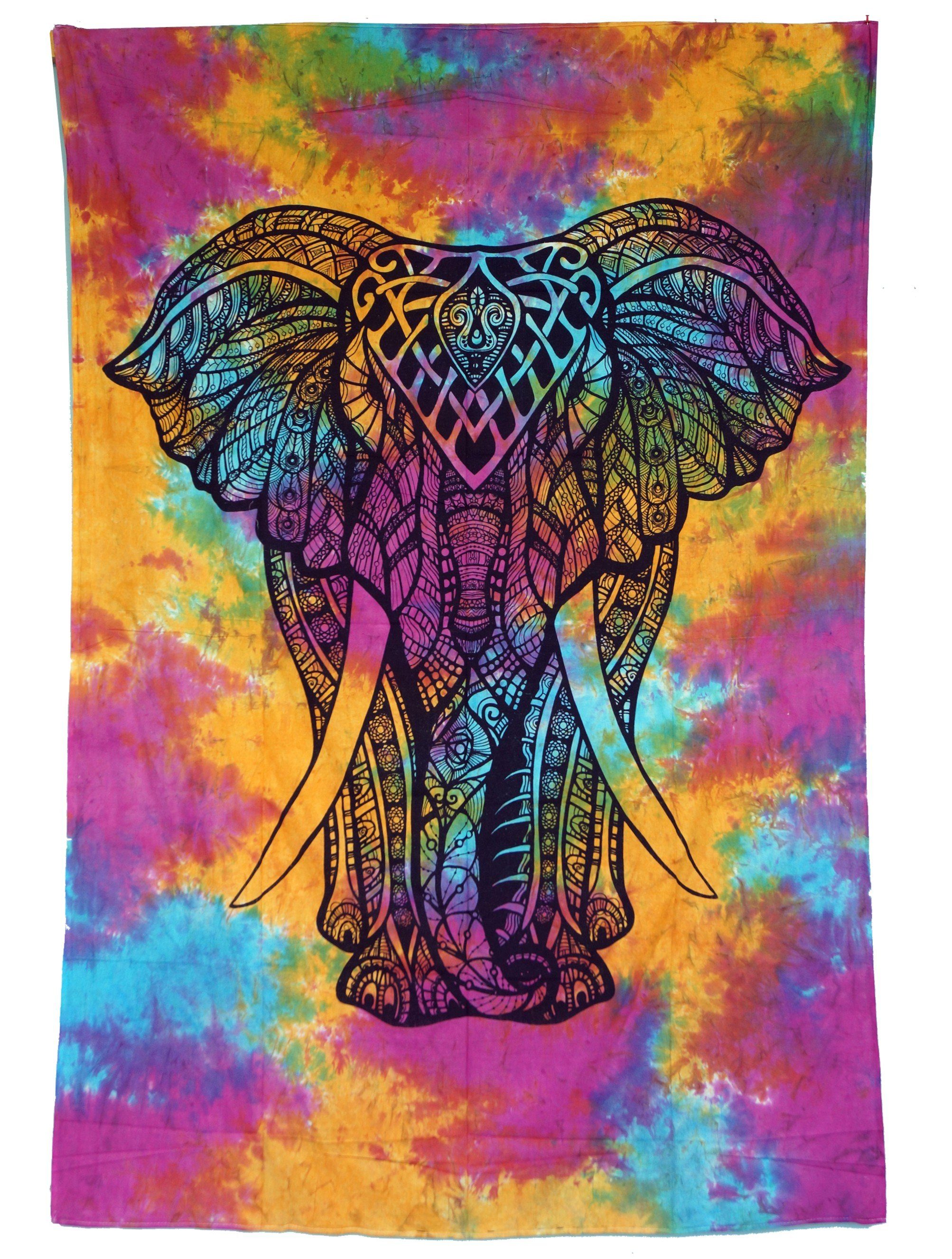 Elefant Boho-Style Wandbehang, / Tagesdecke Regenbogen Guru-Shop -.., indische Tagesdecke Chakra Yogi