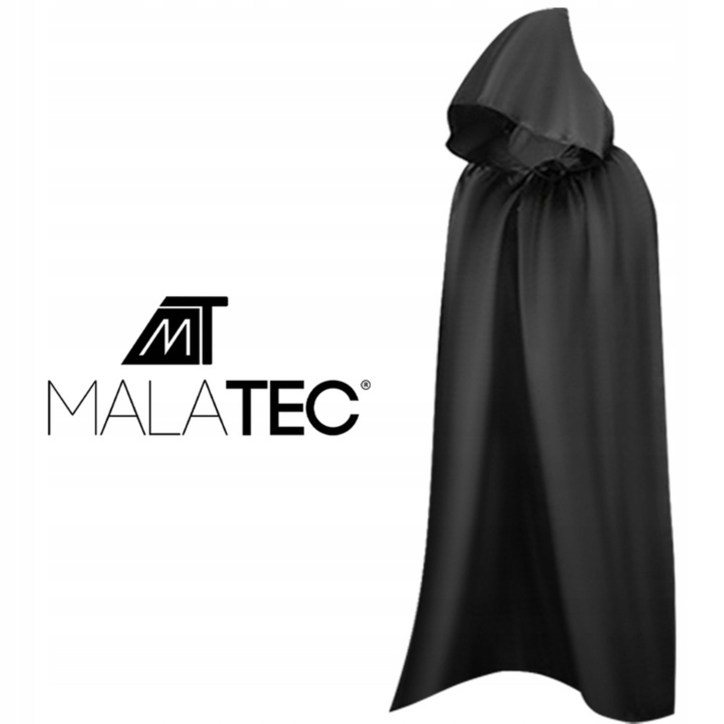 Festivalartikel Arzt-Kostüm Lange Umhang mit Kapuze 172cm, Halloween Kostüm Malatec Schwarz