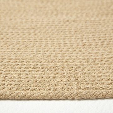 Teppich Handgewebter geflochtener Teppich in Beige, 50 x 80 cm, Homescapes, Höhe: 20 mm