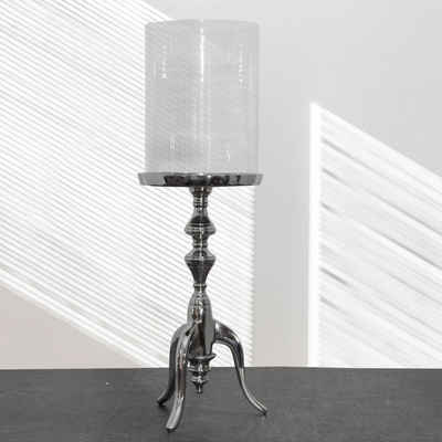 Antikas Kerzenhalter Windlicht, Glas, Alu, Sockel, XL