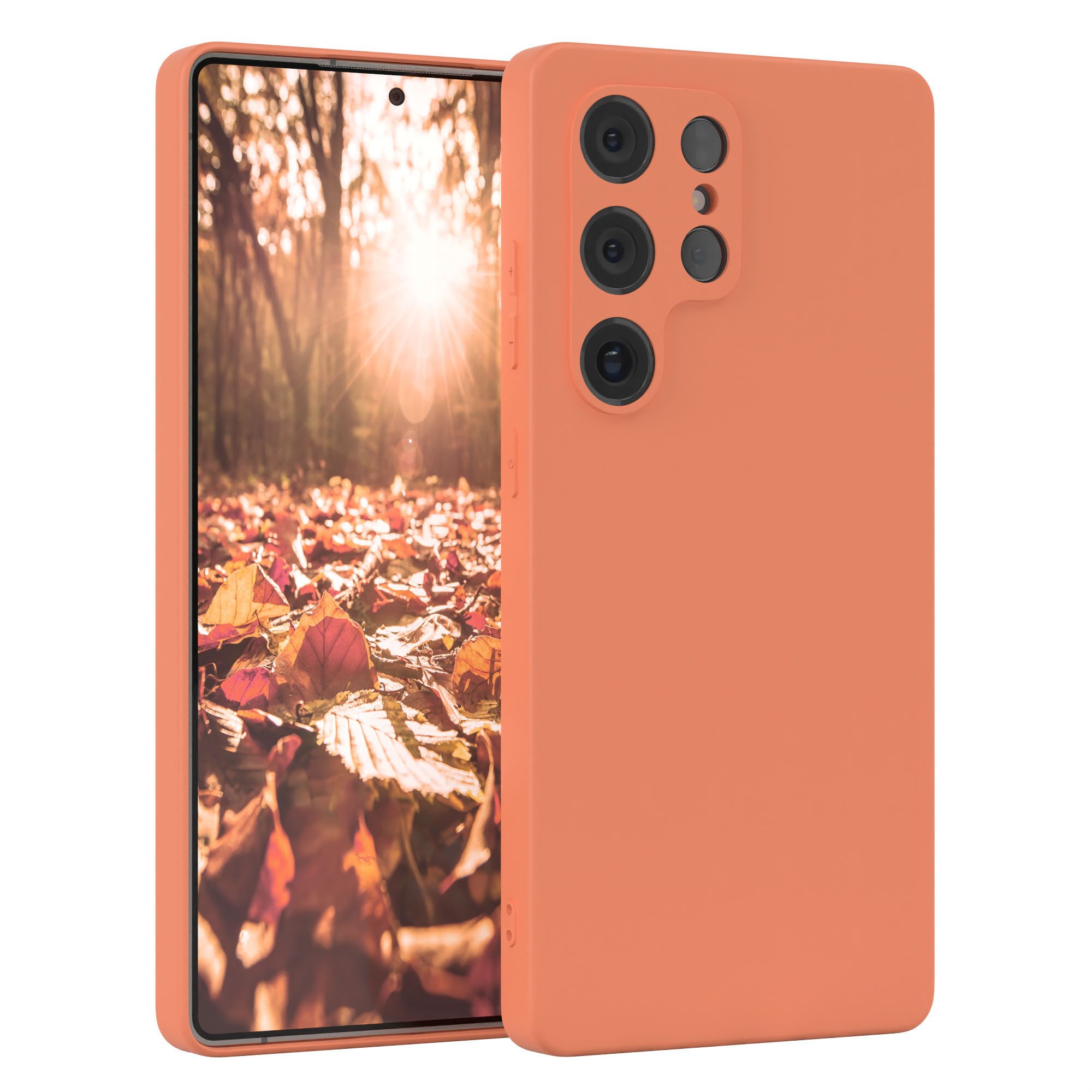 EAZY CASE Handyhülle für Samsung Galaxy S25 Ultra Hülle Silikon 6,9 Zoll, Schutzhülle mit Kameraschutz Telefonhülle elastisch Bumper tpu Orange