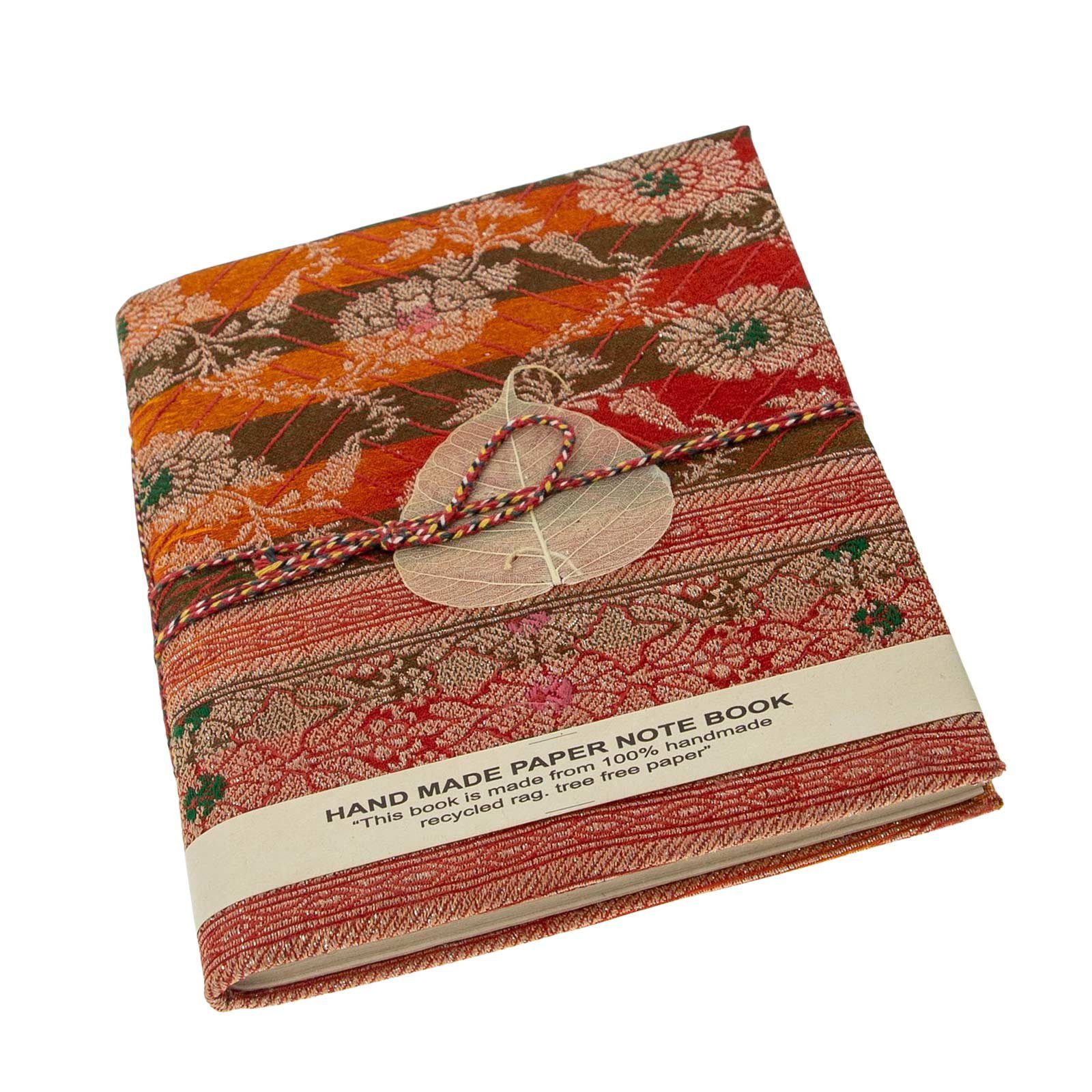 Baumwollpapier Nachhaltig Poesiealbum Notizbuch UND Sari MAGIE 8x12cm Tagebuch KUNST Tagebuch