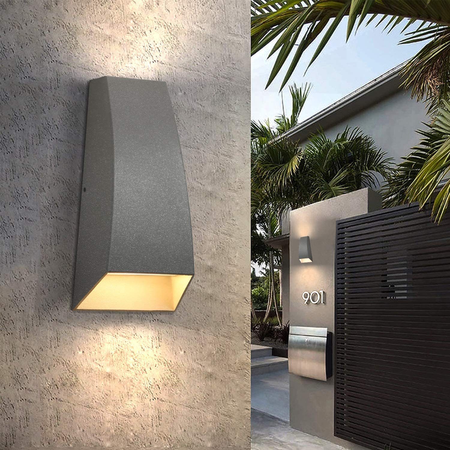 ZMH LED Außen-Wandleuchte Wandspot Wasserdicht Außenlampe Balkon Garten, LED  fest integriert, Warmweiß