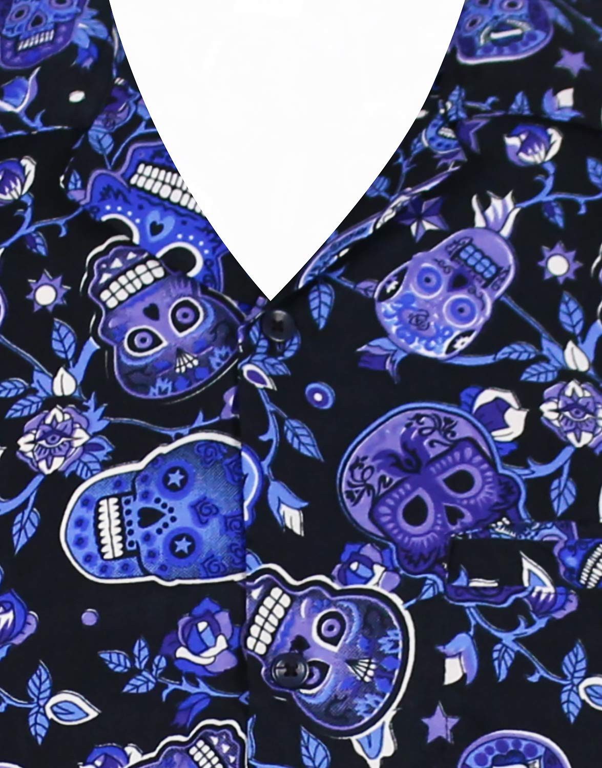 King Kameha Hawaiihemd Skull Übergrößen 7XL-12XL Kurzarm Front-Tasche Stylish Unisex