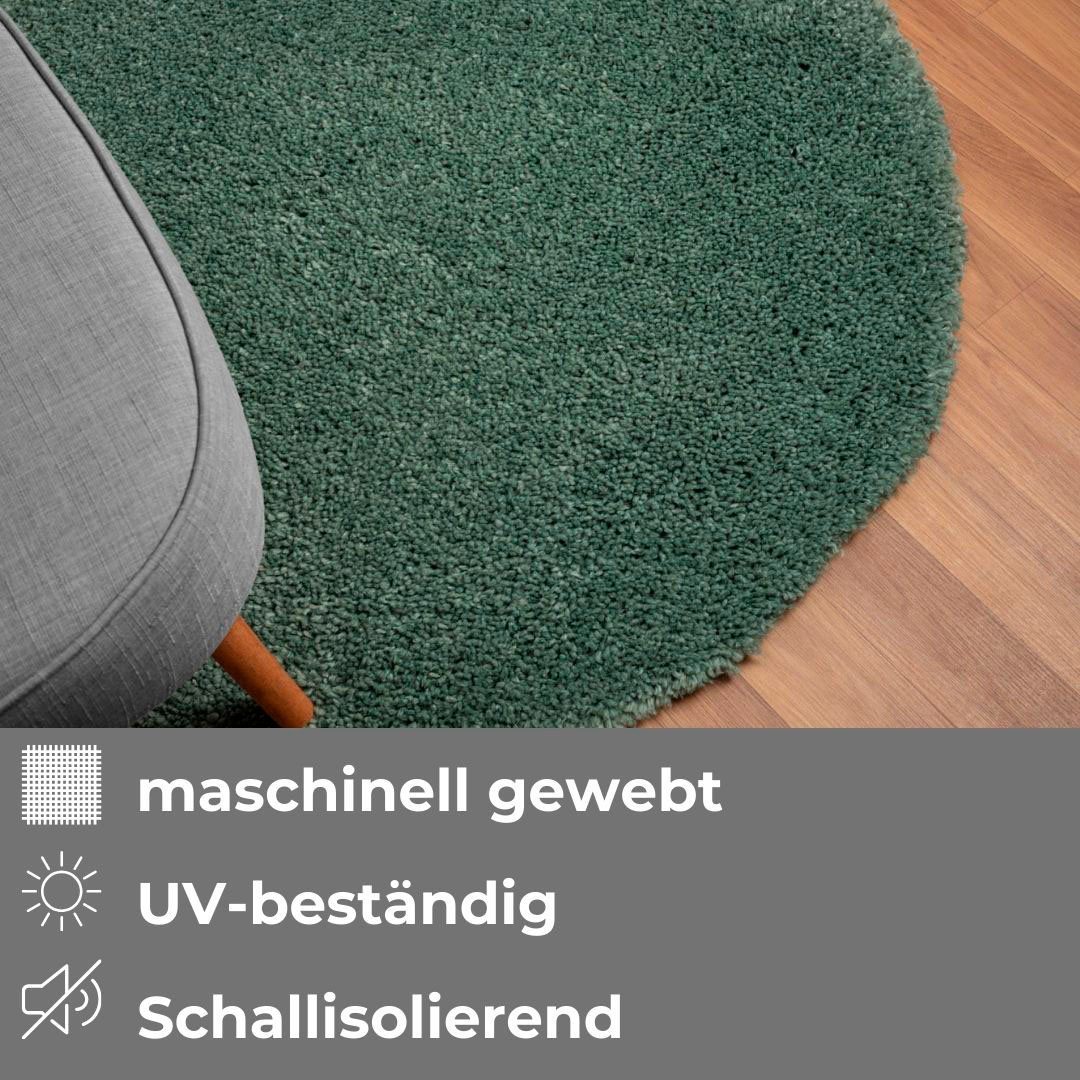 OTTO home Hochflor-Teppich Banji, rund, Höhe: 37 mm, Uni Farben, weich und flauschig, auch als rechteckig erhältlich