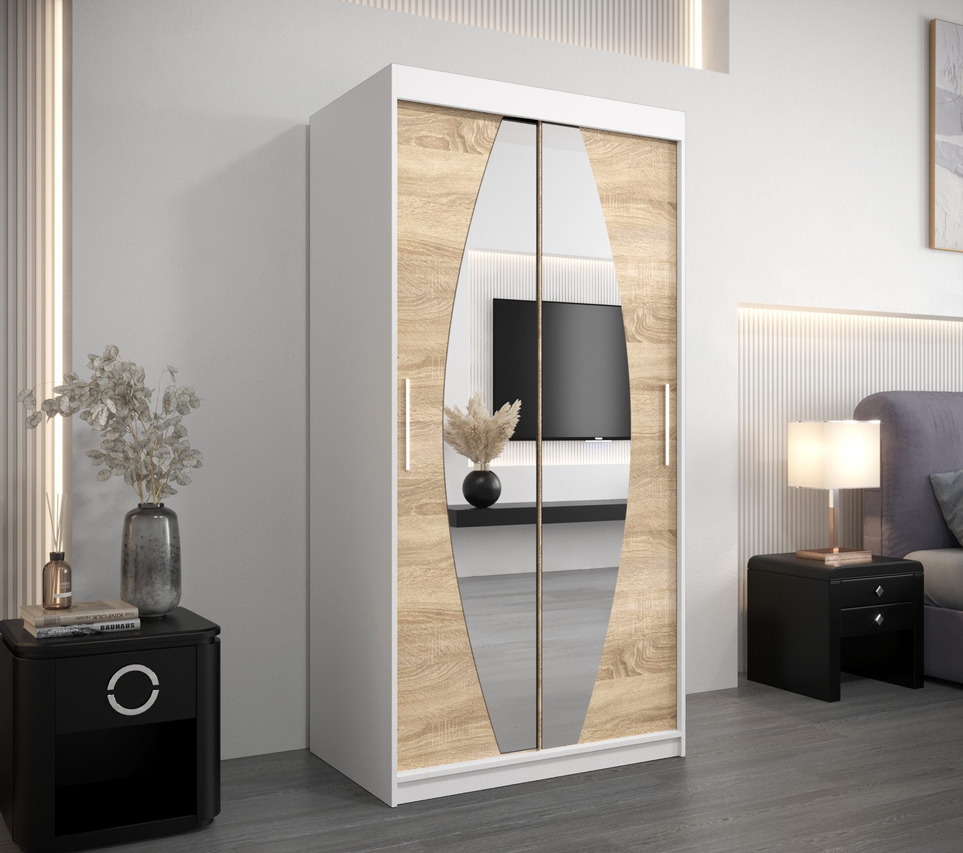 MOEBLO Kleiderschrank GLOBE (mit Spiegel, Schwebetürenschrank günstig online kaufen