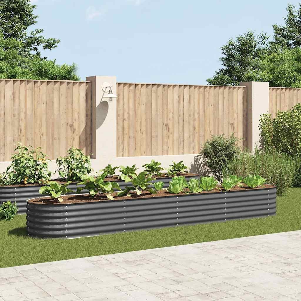 vidaXL Hochbeet Garten-Hochbeet 400 x 80 x 44 cm Verzinkter Stahl Grau (1 St)