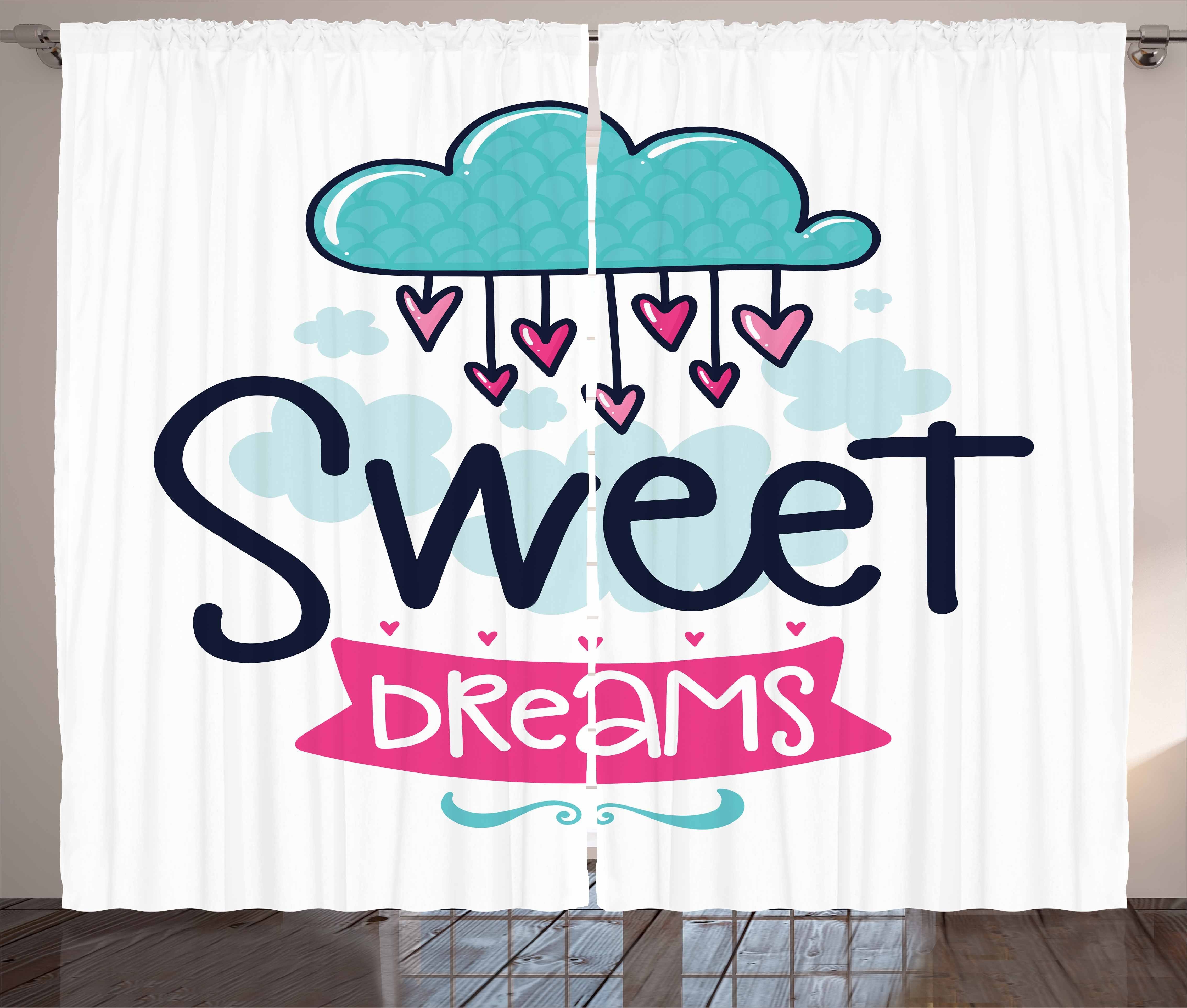 Gardine Schlafzimmer Kräuselband Vorhang mit Schlaufen und Haken, Abakuhaus, Süße Träume Cartoon Wolken