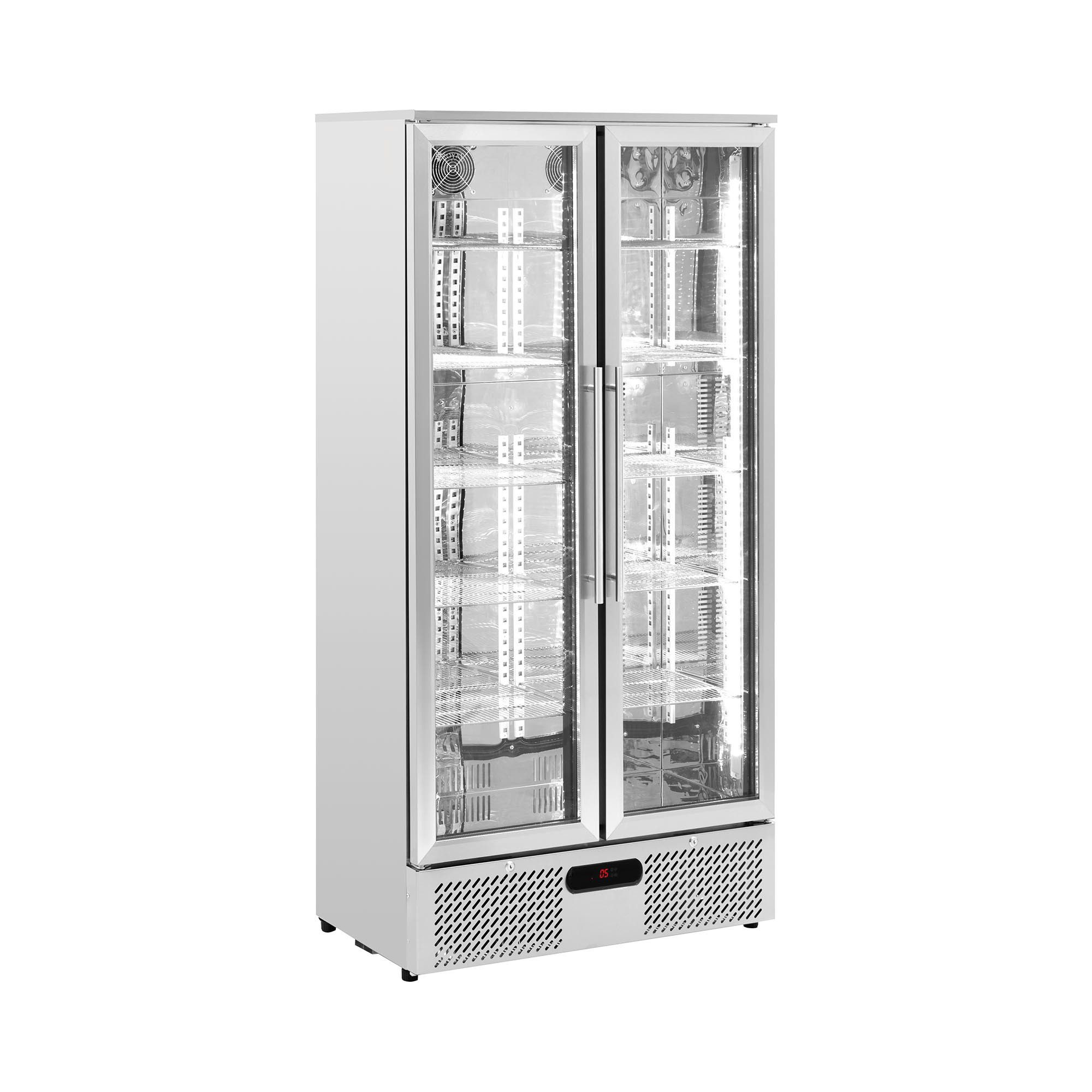 Royal Catering Getränkekühlschrank RC-BC003, 180 cm hoch, 90 cm breit, 458 l Flaschenkühlschrank mit Glastür Kühlschrank für Getränke