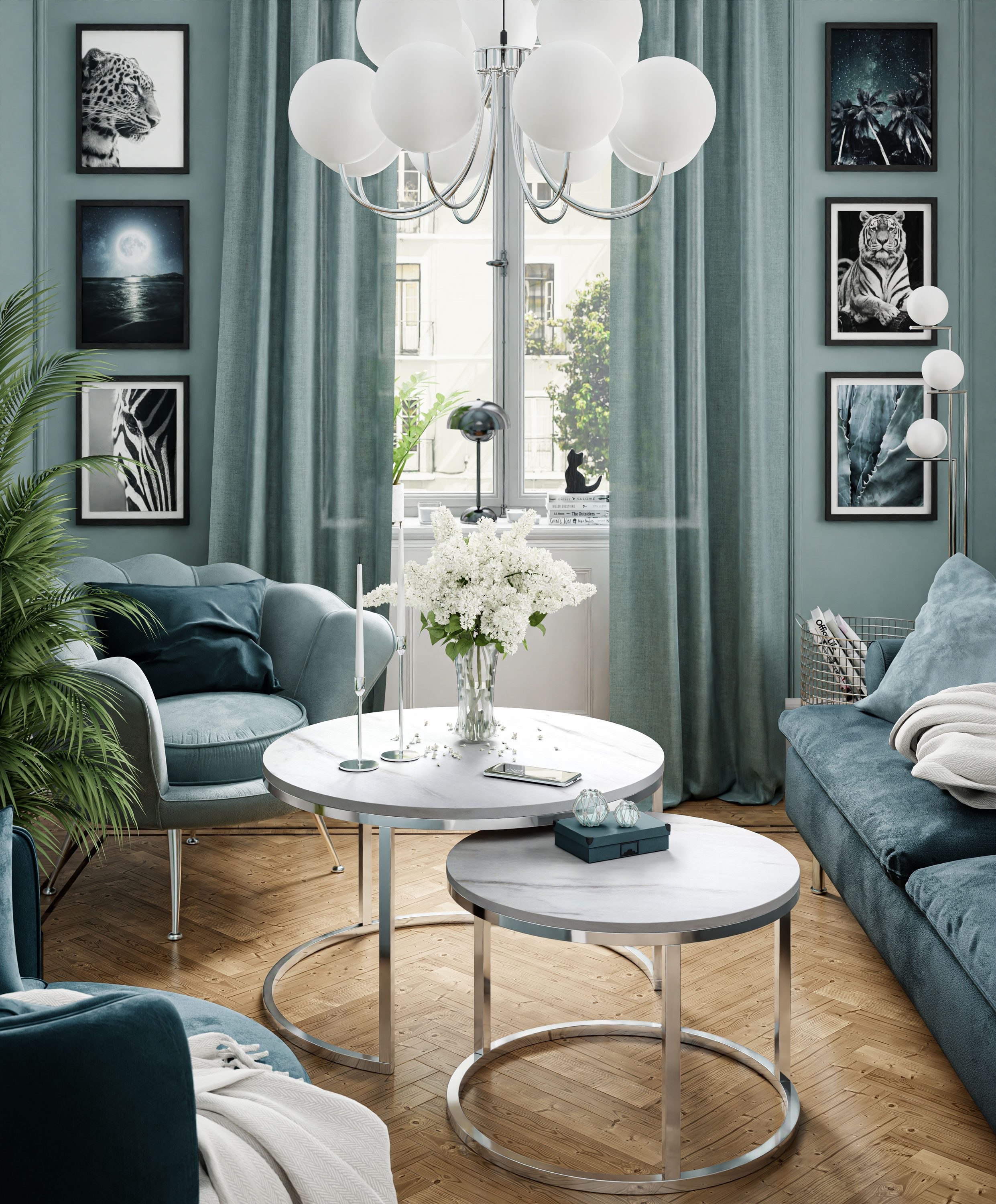 Lookway Couchtisch 2in1 CIRI LEVANTO mit Chrom Gestell (2er Set), Durchmess günstig online kaufen