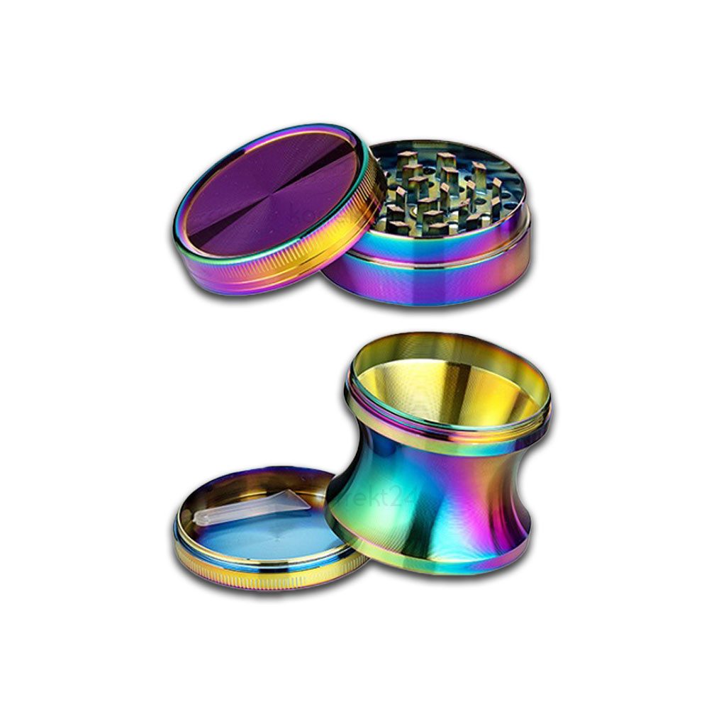 Coumo Kräutermühle Grinder Crusher Gewürzmühle Set. Rainbow Kegel Design, ⌀ 5 cm, Metall – Bild 5 von 5