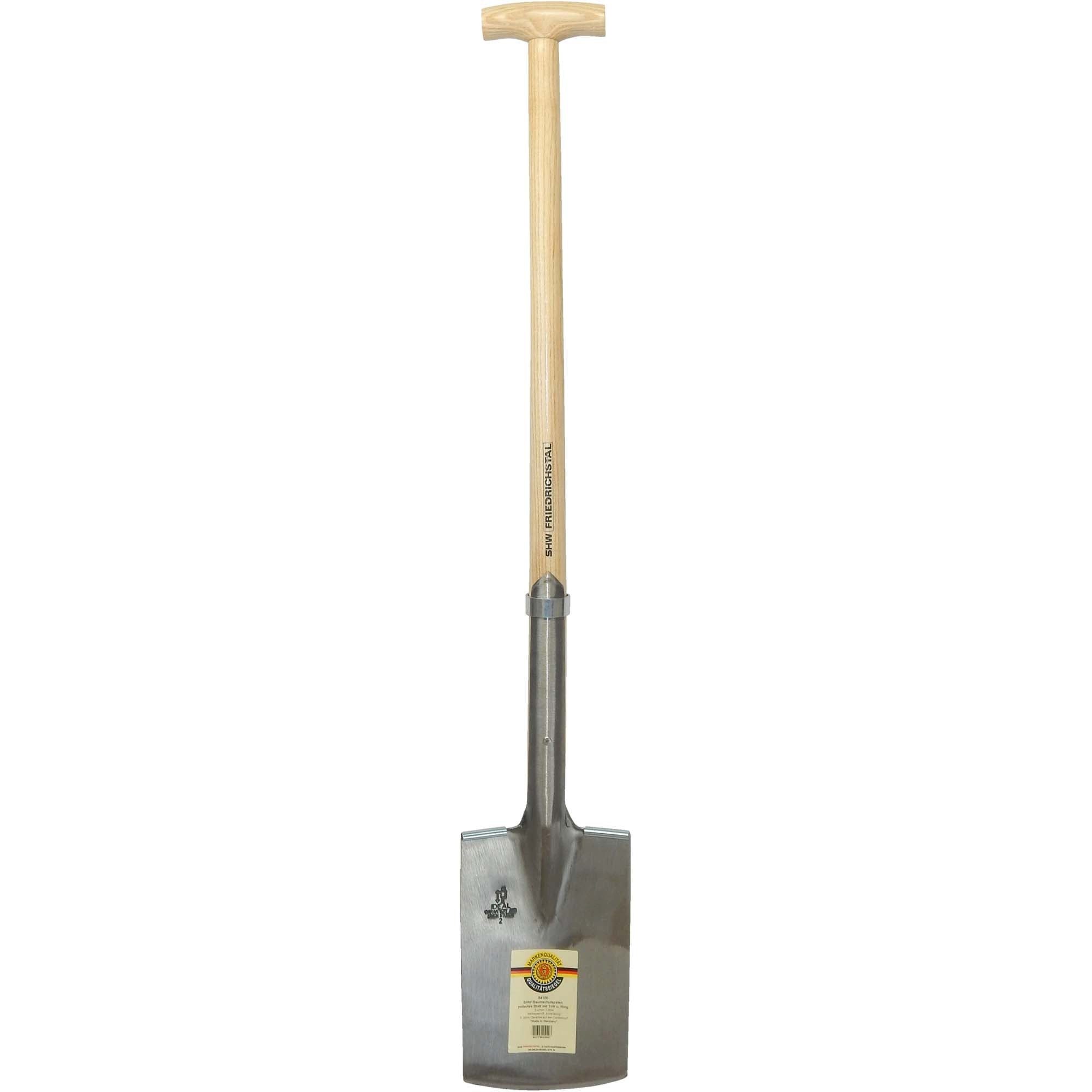 SHW Spaten SHW Rode-/Baumschulspaten mit Doppelfeder, Spatentritt mit Eschenstiel, Selbstschärfend, ergonomisch, langlebig