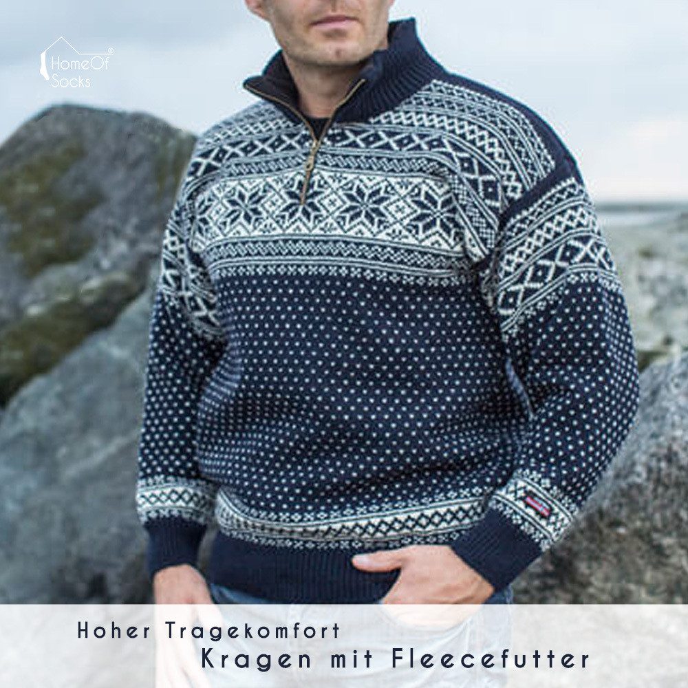 HomeOfSocks Norwegerpullover Norwegerpullover, 100% Schurwolle, Damen & Herren mit Norwegermuster, aus 100% Schurwolle